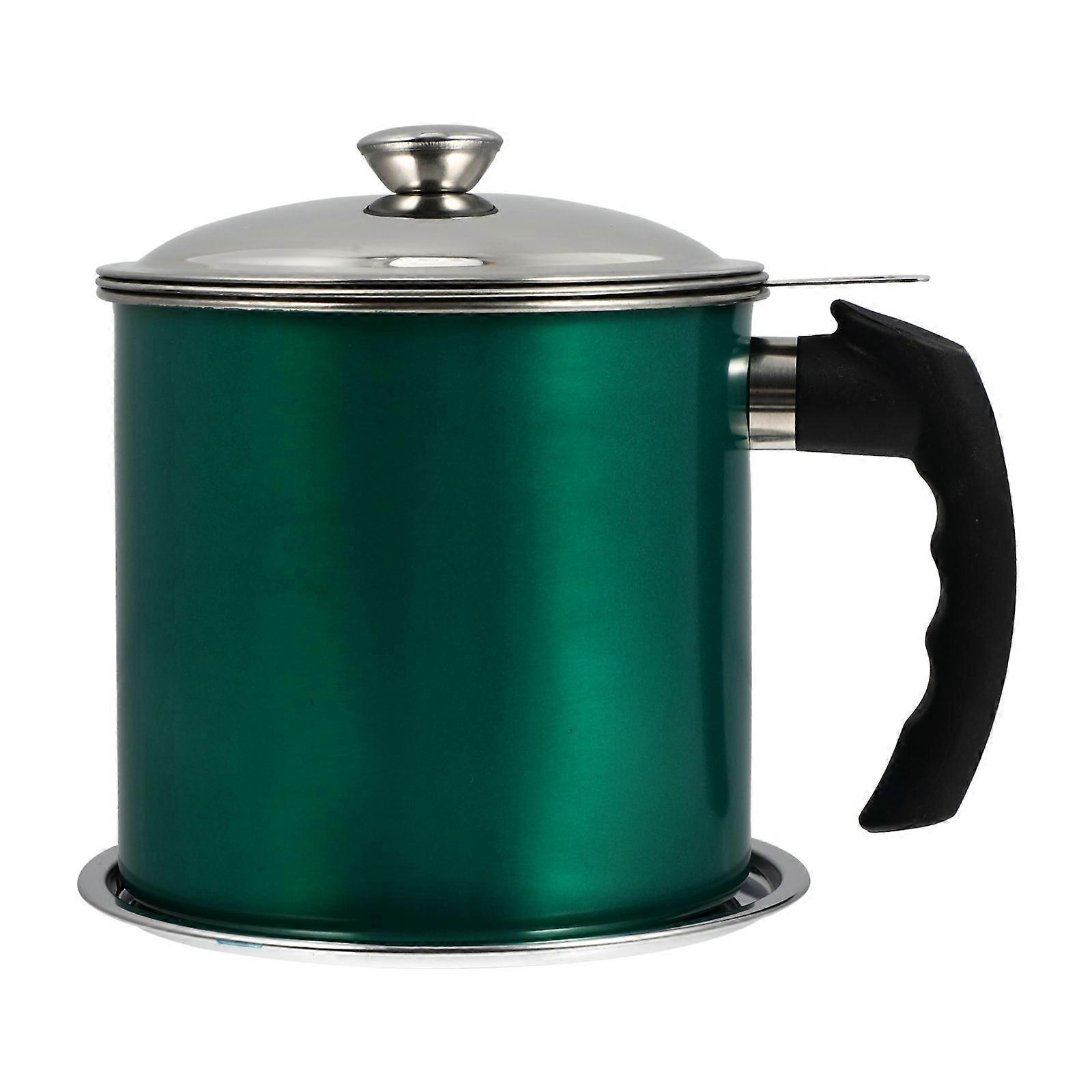 Stainless Steel Oil Filter Pot with Scale and Ergonomic Handle, Easy Clean Kitchen Filtration Container