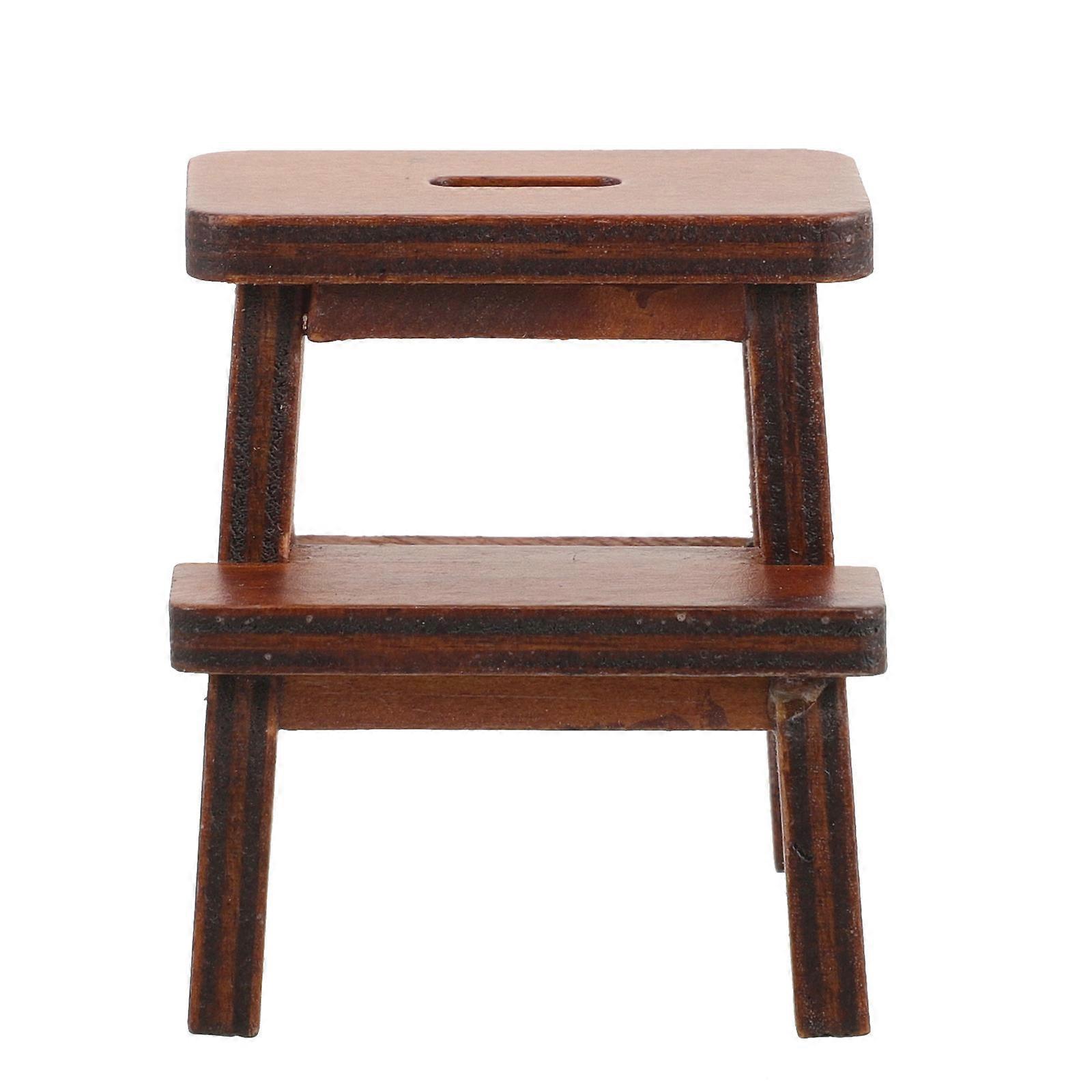 Mini Stool for Dollhouse Double Layer Design, Versatile Miniature Furniture for Living Room or Bedroom, Safe Material for Imagination Play