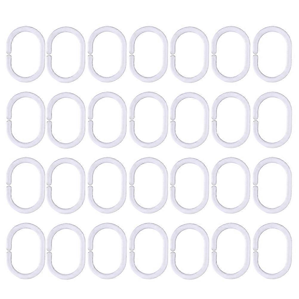 Bath Drape Rings C-Shaped Transparent ABS Plastic Rustproof Bathroom Tub Changing Room 72Pcs