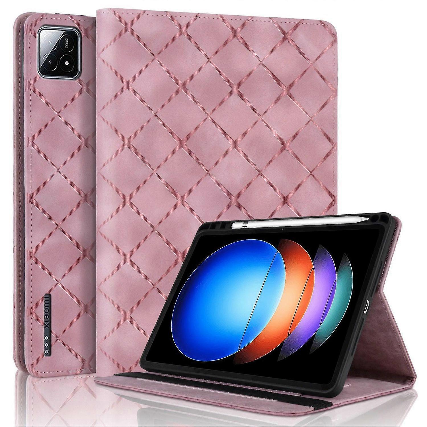 Embossed Leather Case For Xiaomi Pad 6S Pro 12.4 - Pink
