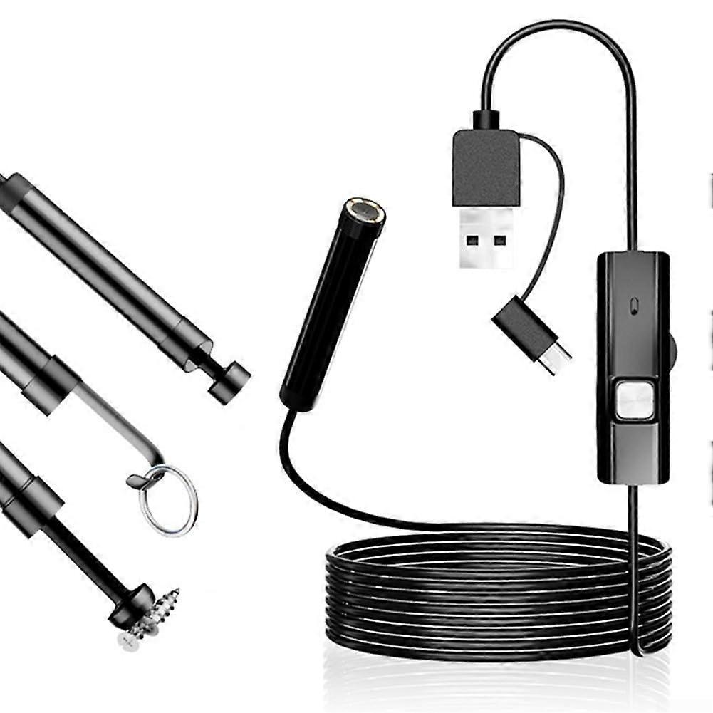 1200P Auto Maintenance Camera with 6 Adjustable LEDs, 5.5mm Waterproof Probe, IP65 Industrial Drain Inspection Tool, 200cm Length