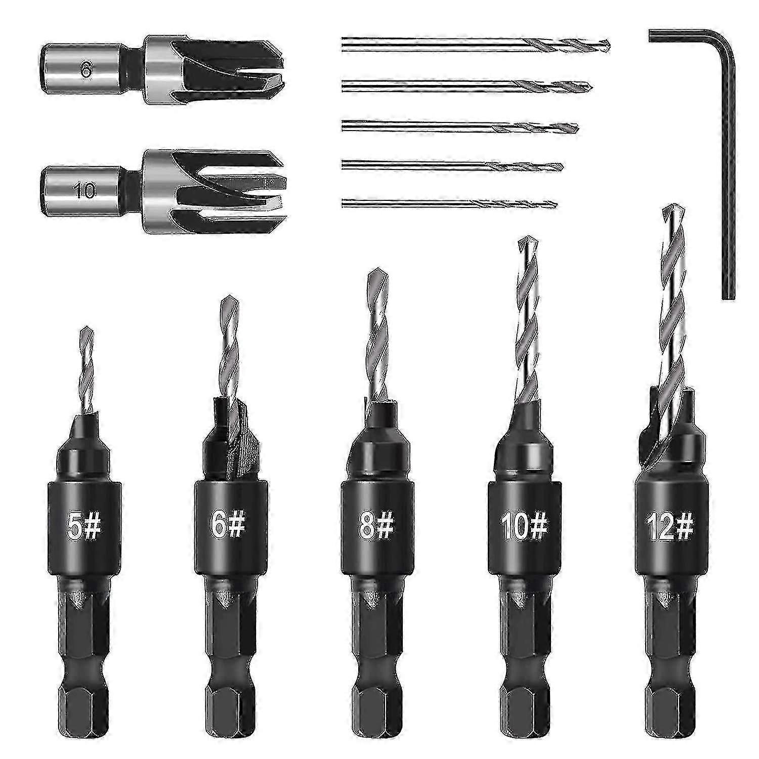 Countersink Drill Bit Set, Woodworking Chamfer Adjustable Countersink Tools On Counter Sink Holes W