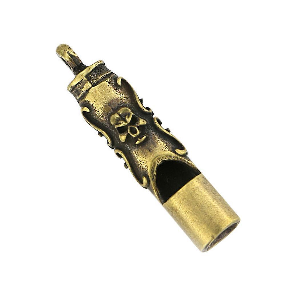 Mini Brass Skull Whistle Pendant Keychain Loud Crisp Sound, Lightweight Portable Golden Brass Accessory for Sports Outdoor Use