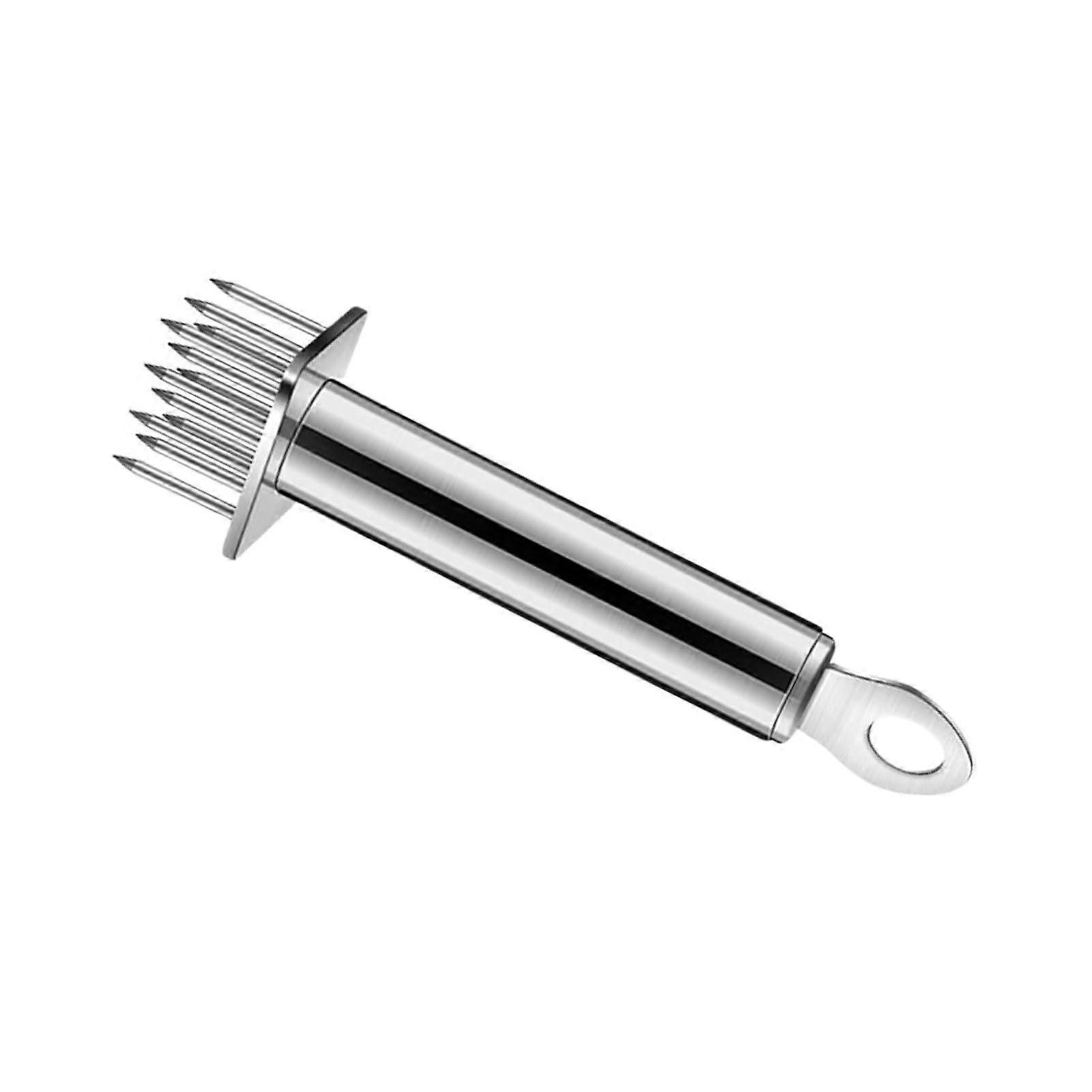 Practical meat skewer made of 304 stainless steel, for grilling and cooking, with ergonomic handle, square, 12sided.