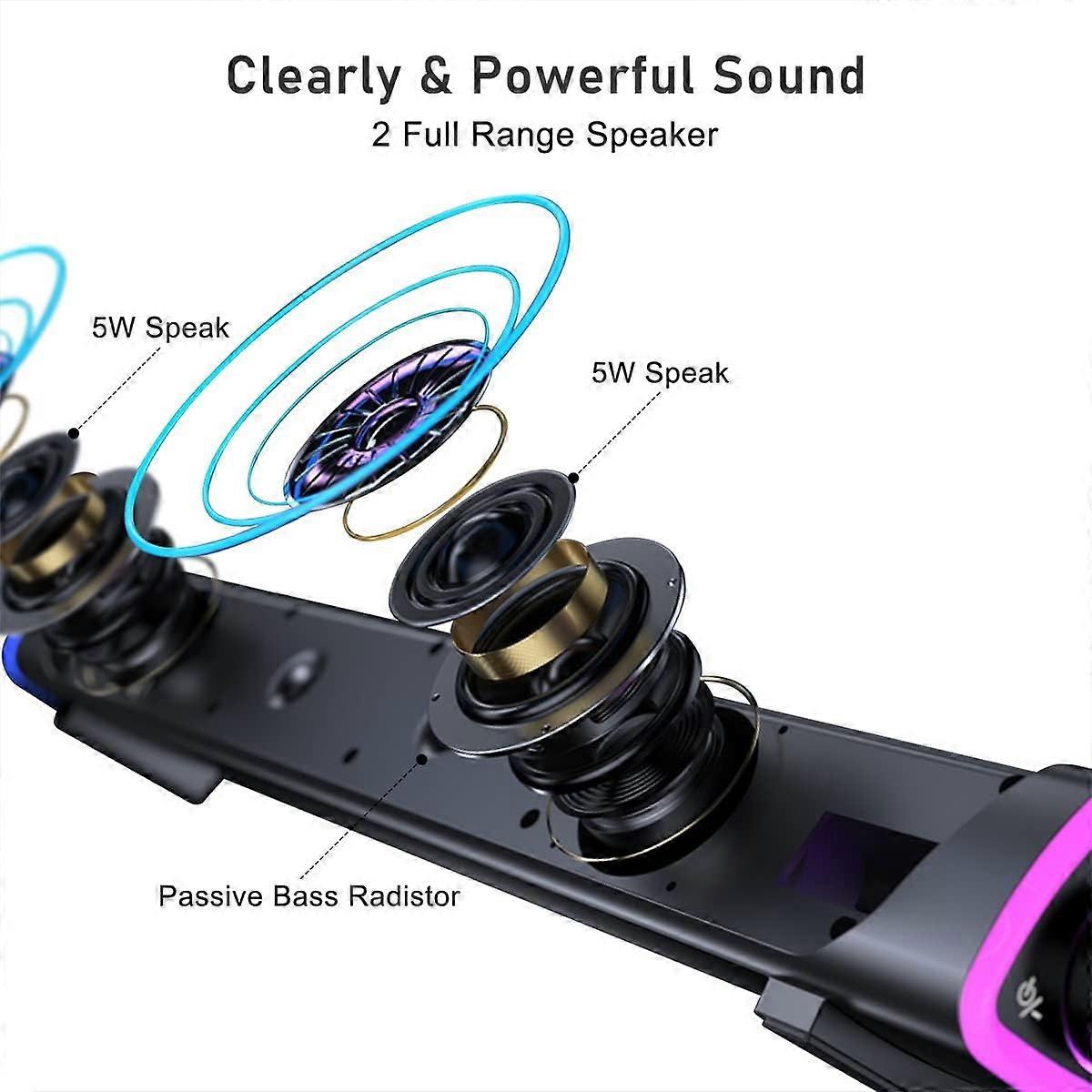 HG Small Pc Speaker With Colorful Rgb Light Speaker Surround Sound Portable Computer Sound Bar