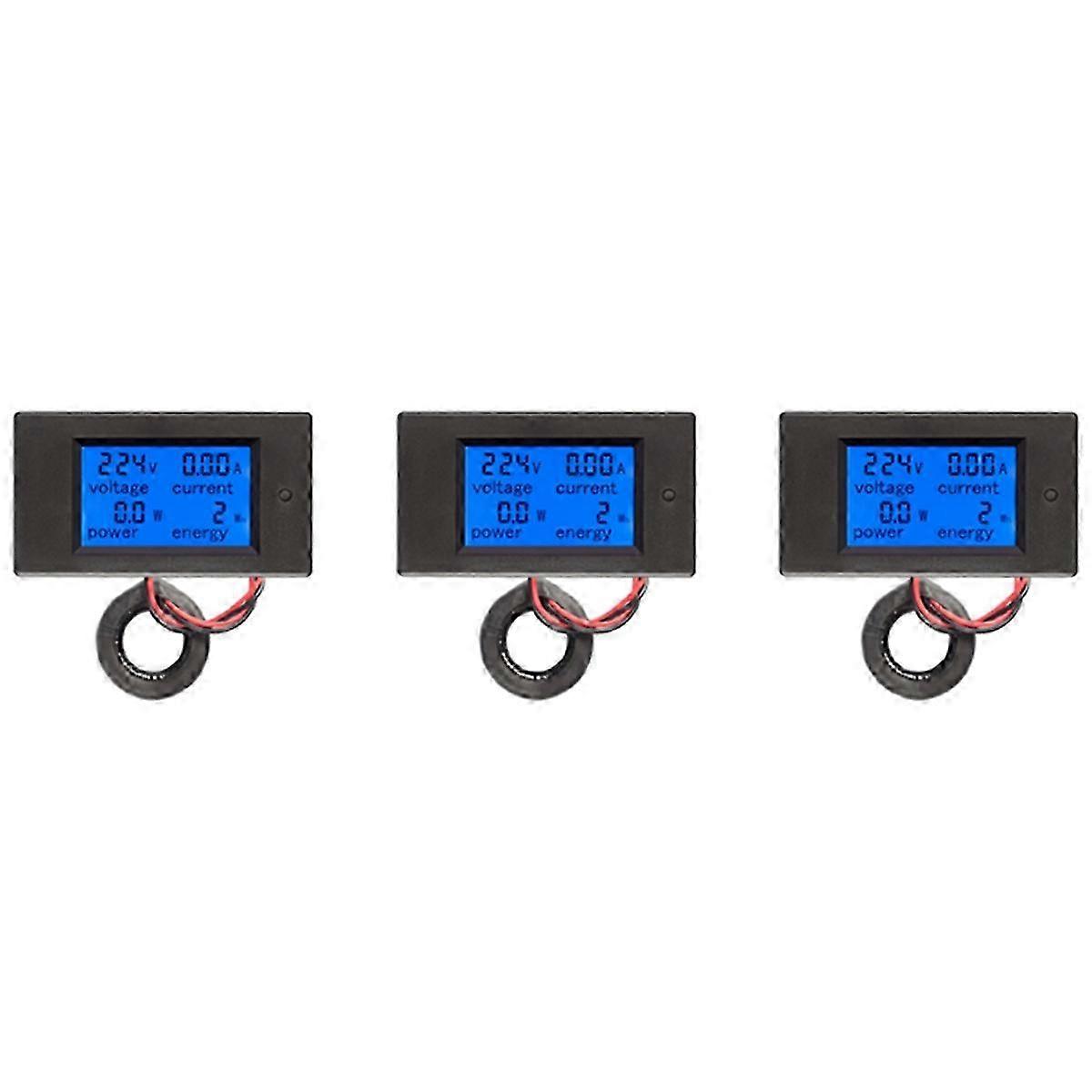 3X Ac 80-260v 100a Pzem-061 Lcd Display Digital Current Voltage Power Energy Ammeter Voltmeter