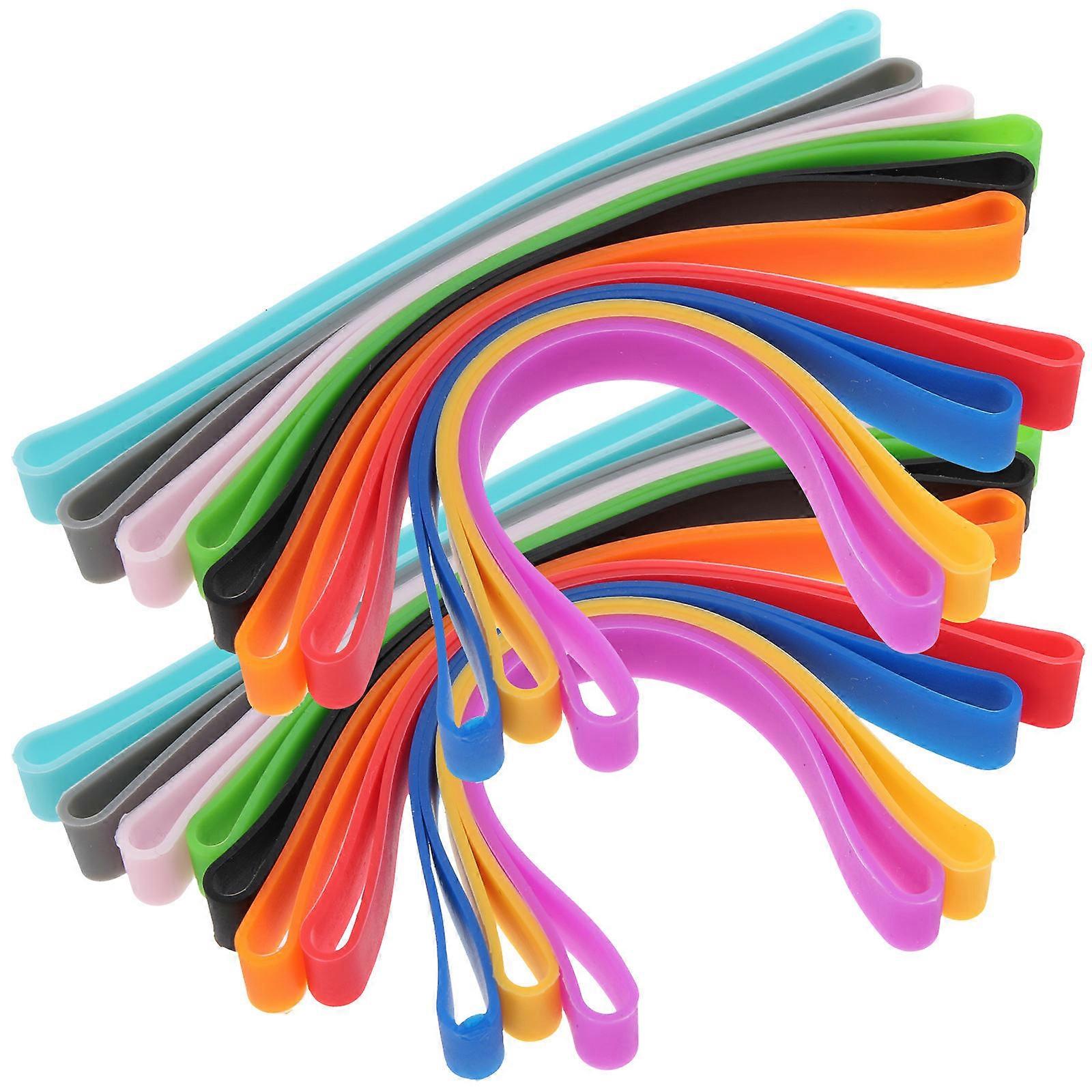 20pcs Colored Elastic Silicone Bands for Book Binding & Home Office Organization – Stretchy & Versatile Fixing Straps