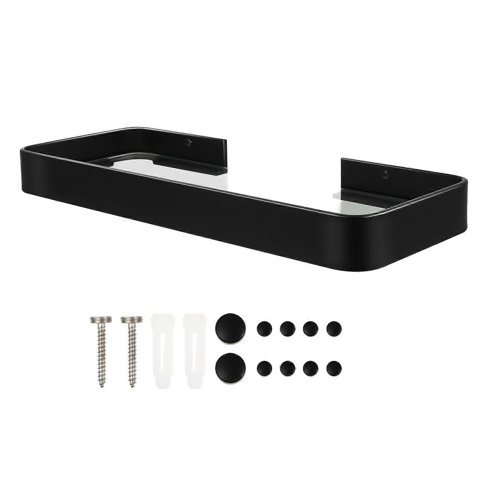 Bathroom Glass Shelves Wall Mounted Floating Shelf Storage 30X12CM Glass Rectangular Simple and Classic 1Pcs