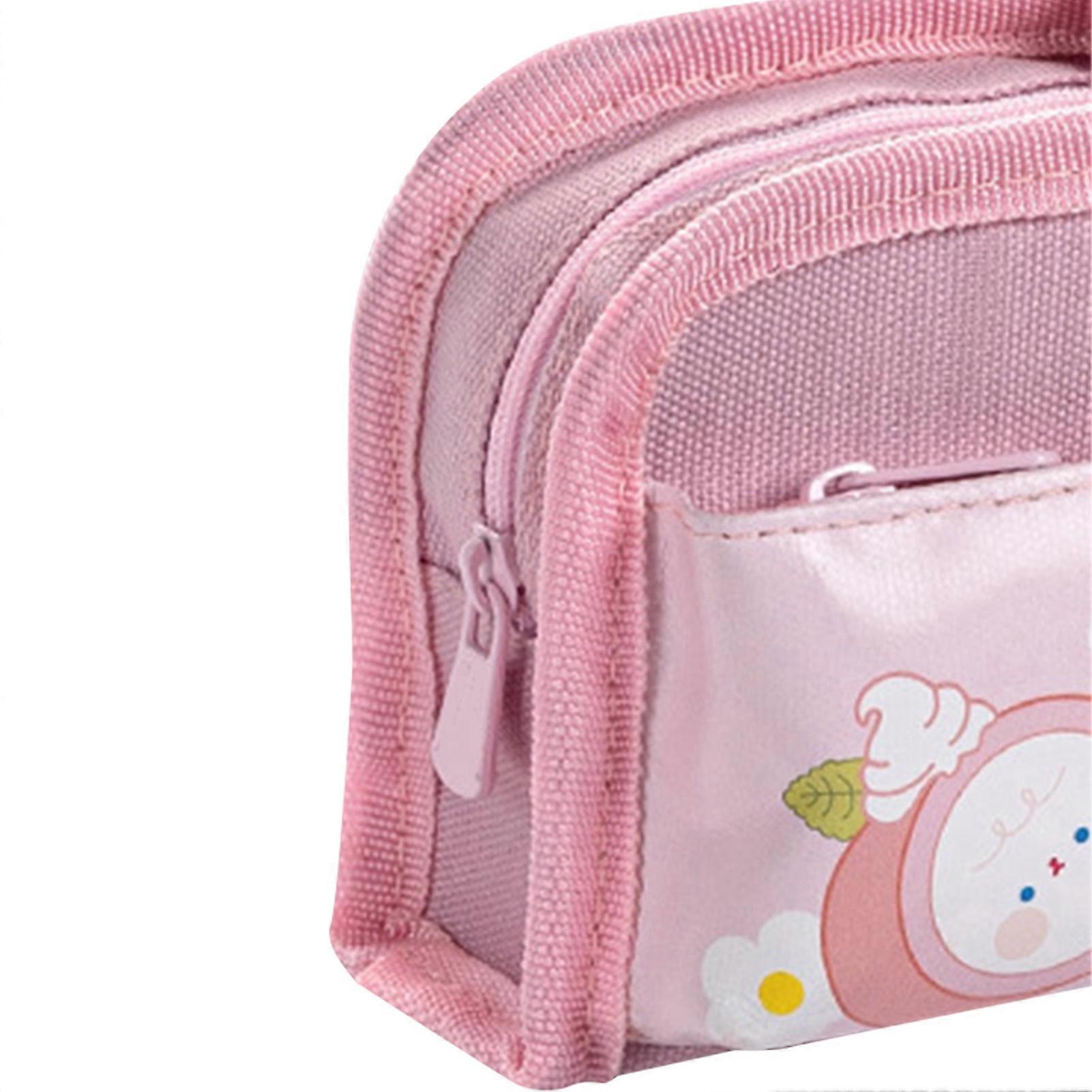 Canvas Pencil Case Cute Duck Pattern Hook and Loop Fasteners Large Capacity Zipper Multiple Internal Compartments for Student Rabbit