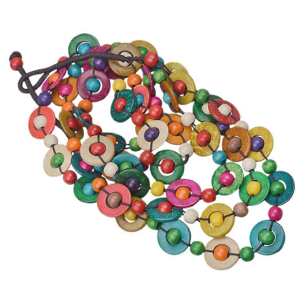 Bohemian Style Necklace with Colorful Beads and Wood for Women Multi Size 20.5 Inches