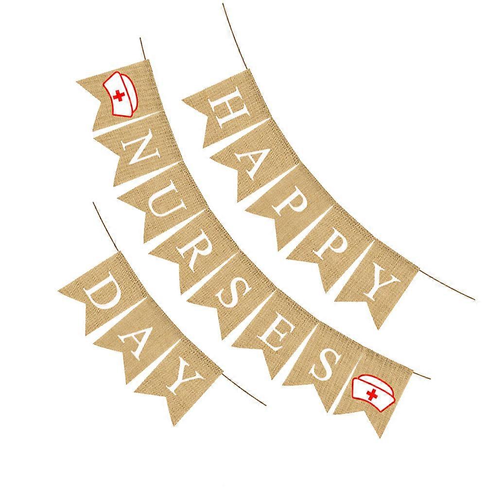 Party Garland Happy Nurses Week Decorations Burlap Bunting Theme Party Style Multi Swallowtail Shape 1 Set