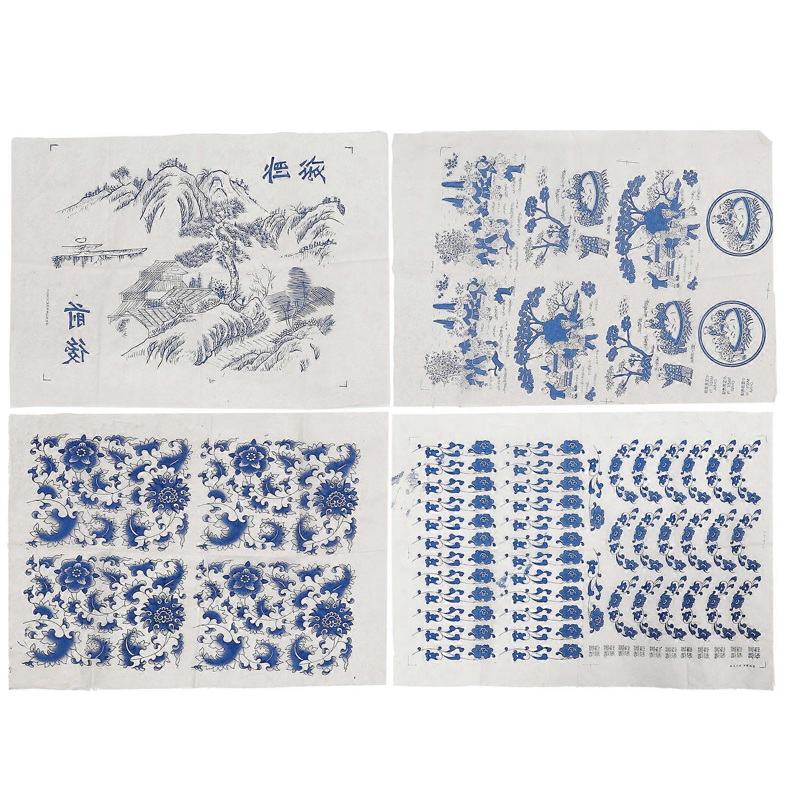 4 Sheets Classic Pottery Decal Transfer Paper Underglaze Clay Decoration for DIY Ceramics Crafts   Durable, Versatile, Easy to Use, Chic Designs for