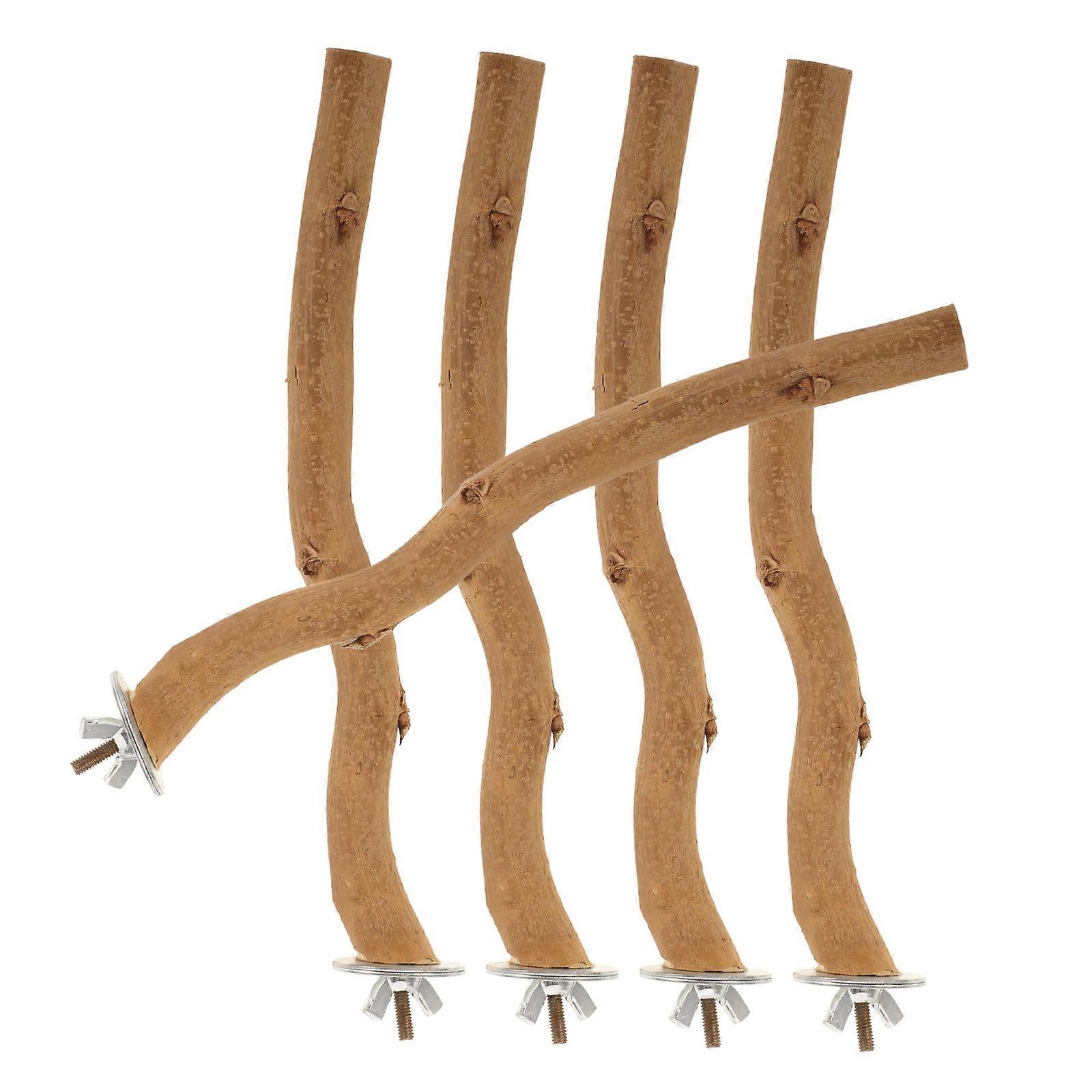 Wood Parrot Perch Toy for Cage Khaki Color 5 Pieces Suitable for Small Birds