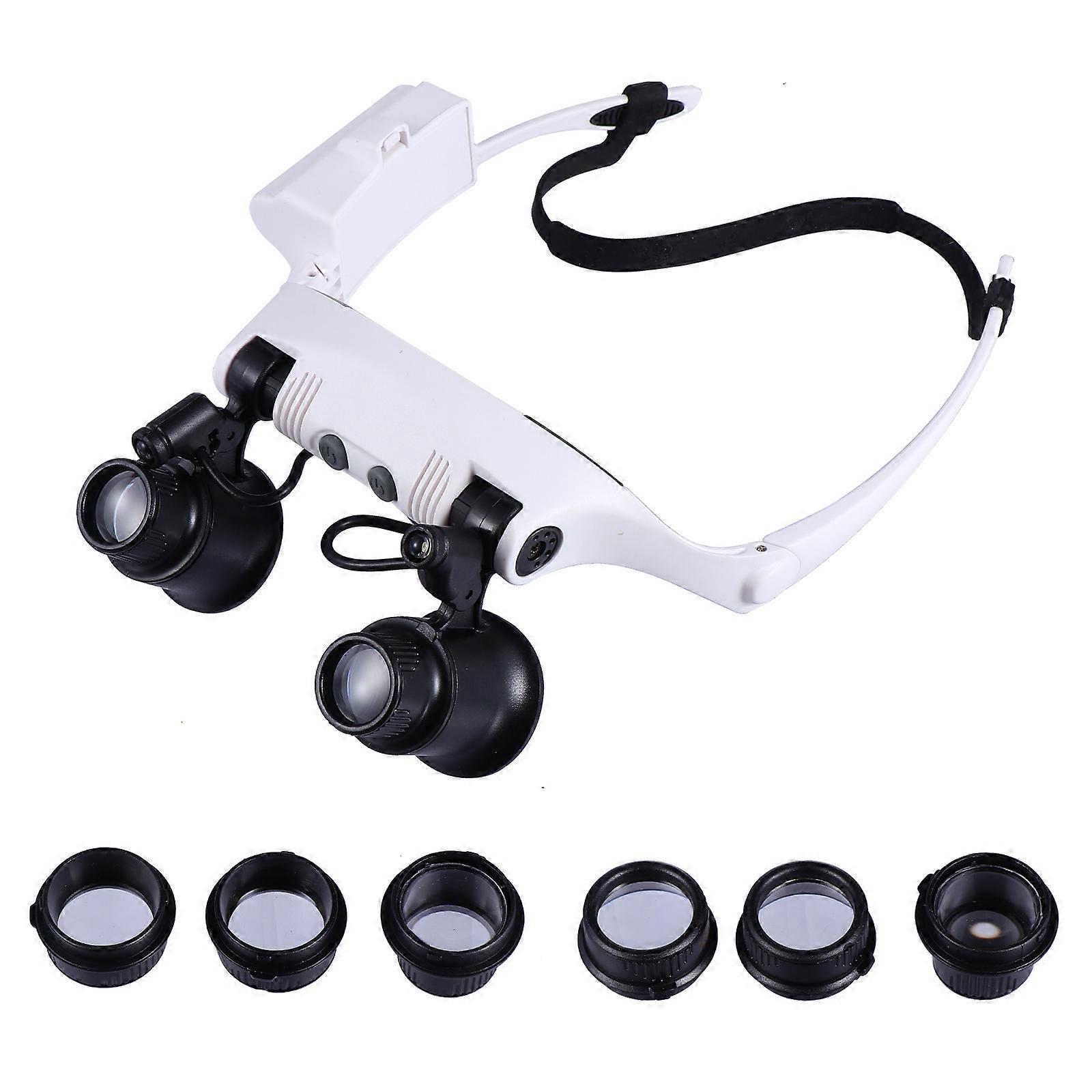 Head Worn Magnifier with LED Light for Jewelry, Crafts, and Watch Repair – Durable Binocular Magnifying Tool with Adjustable Magnification Options