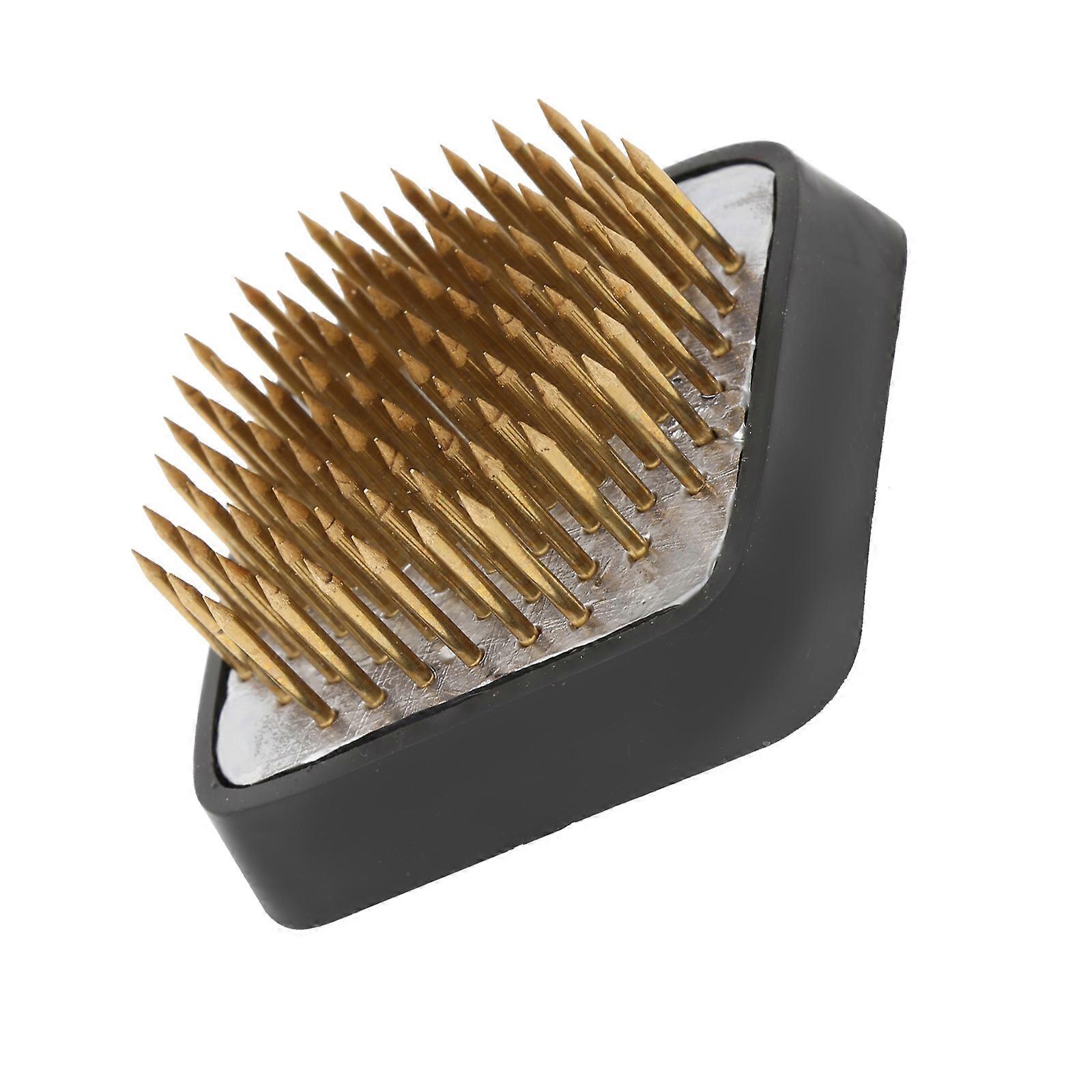 Floral Arranging Tool with Sturdy Needles for Flowers Non-slip Square Base Golden Color