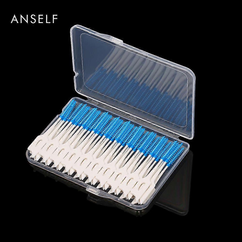 Anself 40pcs Double-ended Toothpick Soft Silicone Tooth Picks Dental Floss Interdental Brush Teeth Stick Hygiene Tools