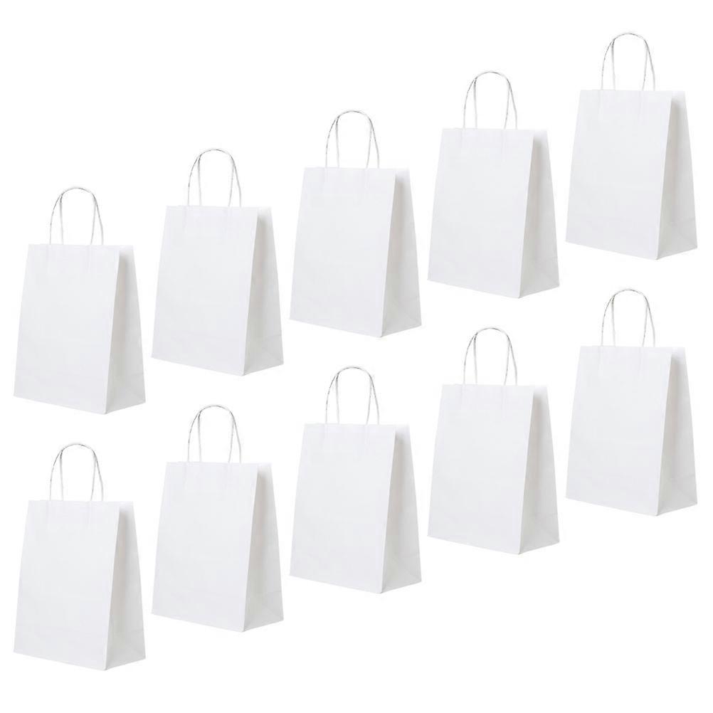 Treat Bags With Handles White Paper Bags Small Goodie Bags For Parties Weddings Easter Christmas Birthdays Valentine's Day 21x15x8CM 10Pcs