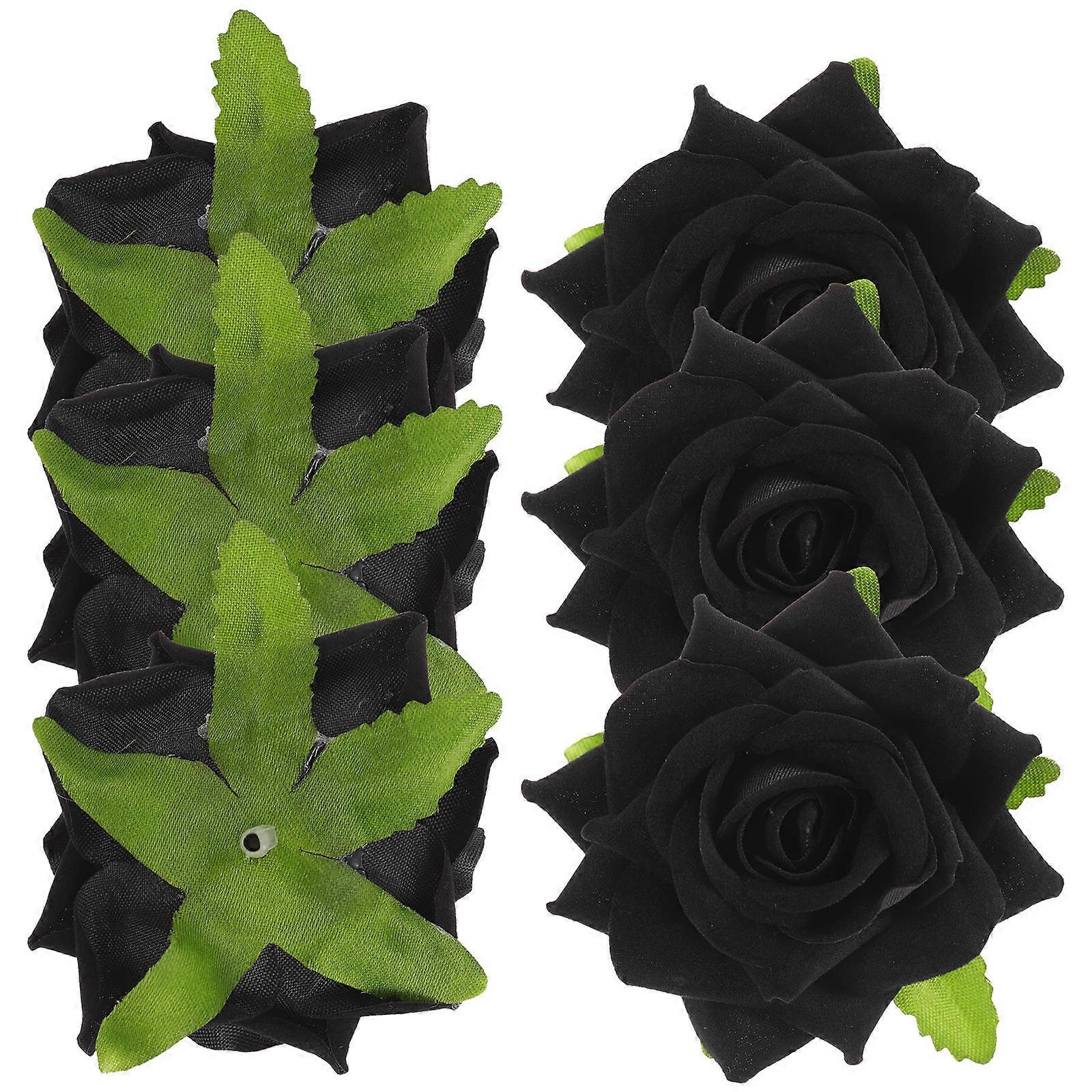 Spring Faux Flowers Faux Rose Head Decor Restaurant Decor 7.00X7.00X3.00cm Holiday Decor 6Set