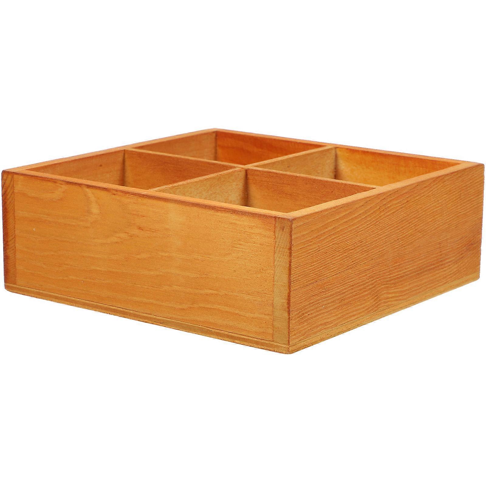 Wooden Succulent Planter Box Storage Solution Desktop Use Multi-Grid Storage Chocolate 14.00X14.00X5.00CM 1Pcs