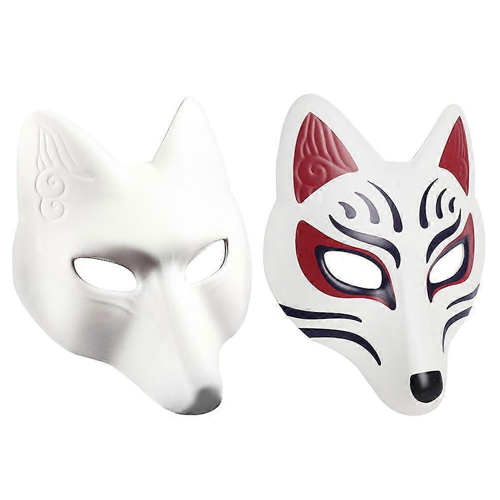 2pcs Blank DIY Fox Masquerade Masks for Painting – Lightweight Craft Face Covers for Halloween Party & Creative Decorations
