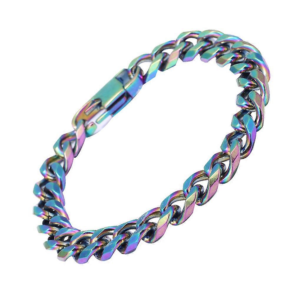 Gradient Titanium Steel Bracelet for Men Hip Hop Style Decorative Chain Multi Color