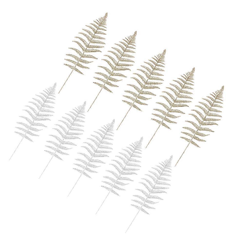 Decorative Leaves Simulation Leaf Adornment Golden 43x14x0.2cm 10Pcs
