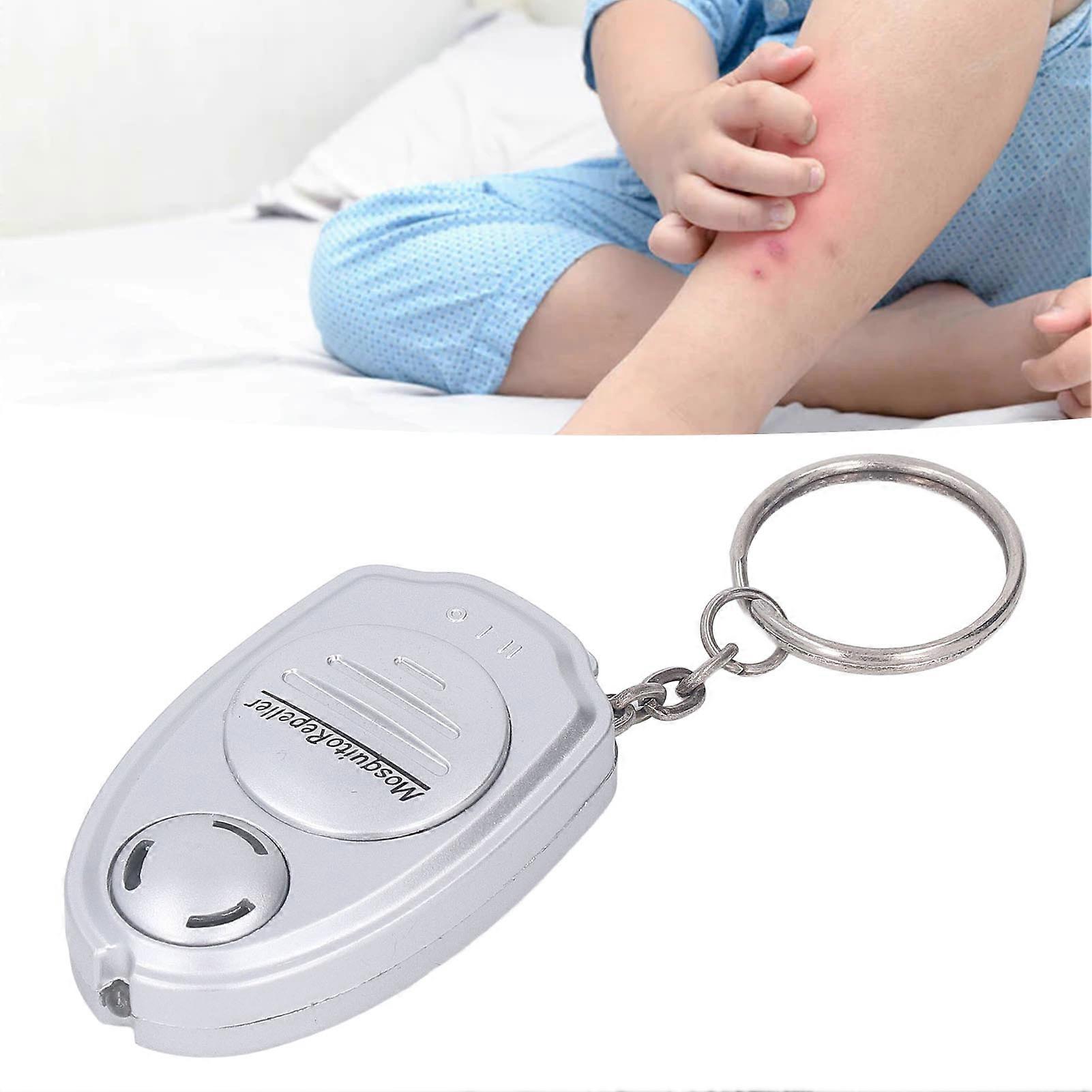 Ultrasonic Mosquito Repeller Mini Safe Radiation Noise Free Silver Electronic Insect Repeller with Keyring 