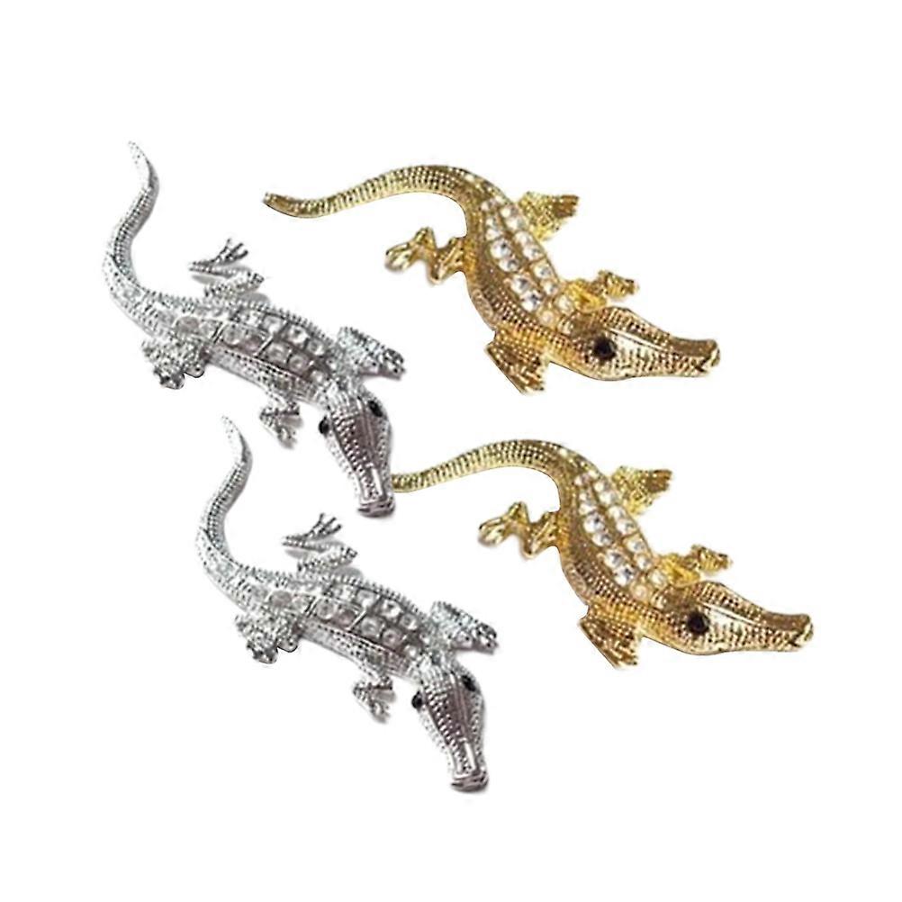 4Pcs 3D Car Stickers Crocodile Shape Decorative Car Decor Assorted Color Made From Durable Material