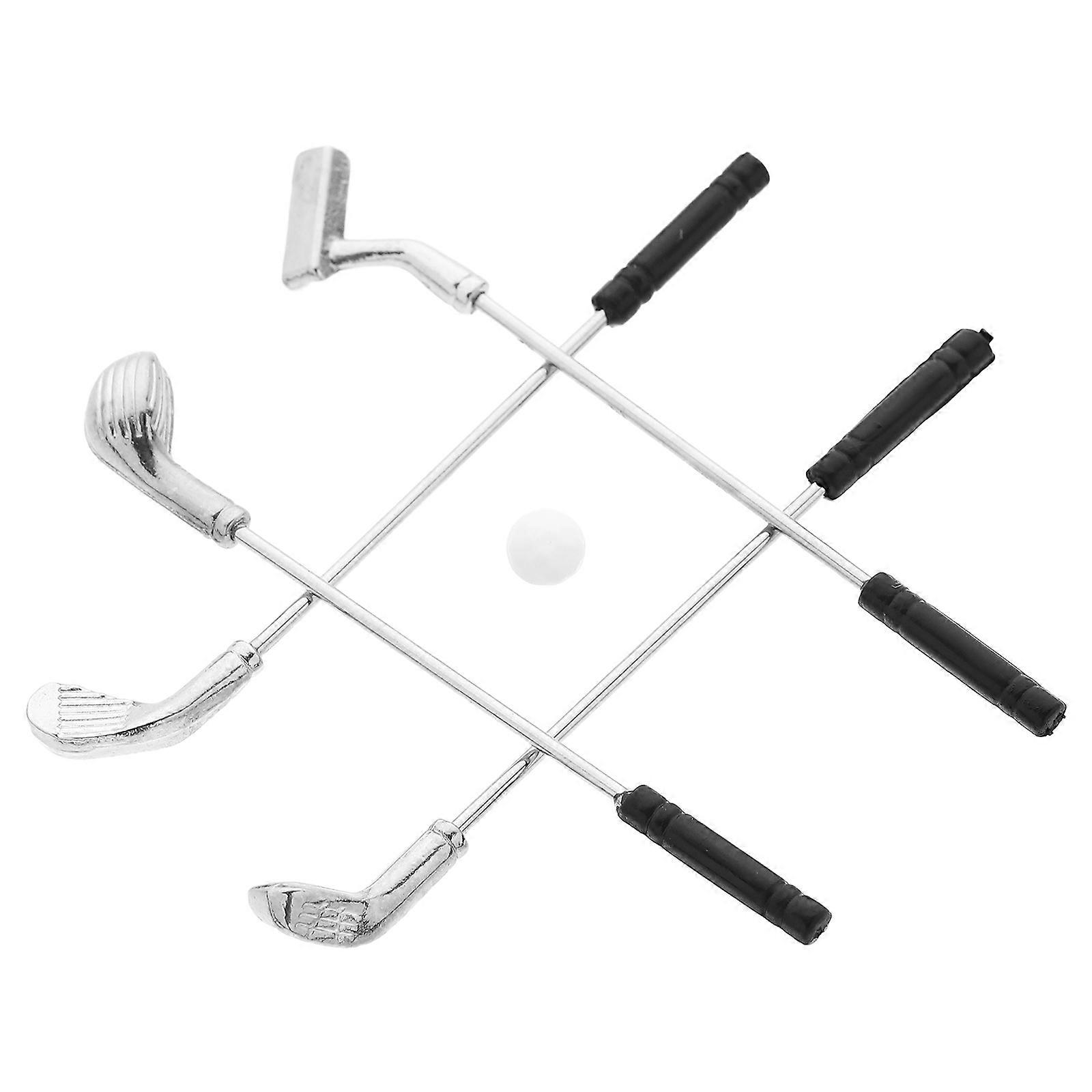 Golf Clubs Set with Ball Model for Mini House Decorations Made of Alloy and Plastic Multi 1/12 Scale