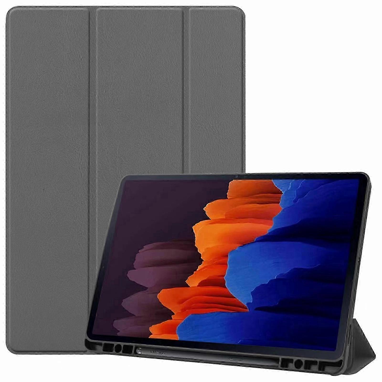 S7 FE Tablet case, leather, collapsible stand, fully protected, Samsung Galaxy Tab S7 FE tablet caseGray