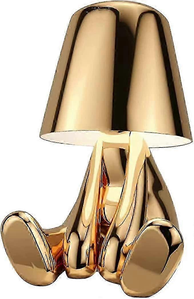 Thinker Lampe, Touch Control Table Lamp, Creative Little Gold Man Thinker Statue Led bordlampe, dekorasjon gave