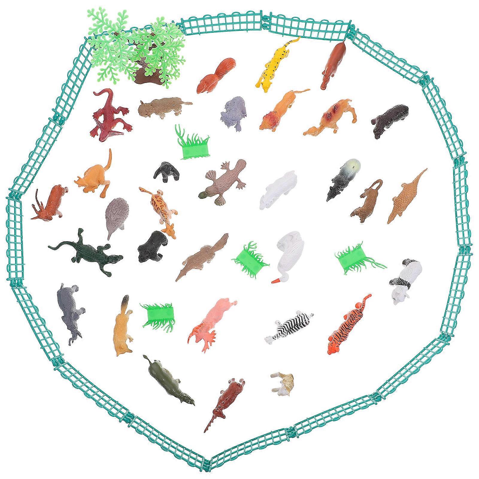Simulation Animal Model 1 Set Mini Fencing Grass Home Decoration Educational Activity PVC Assorted Color