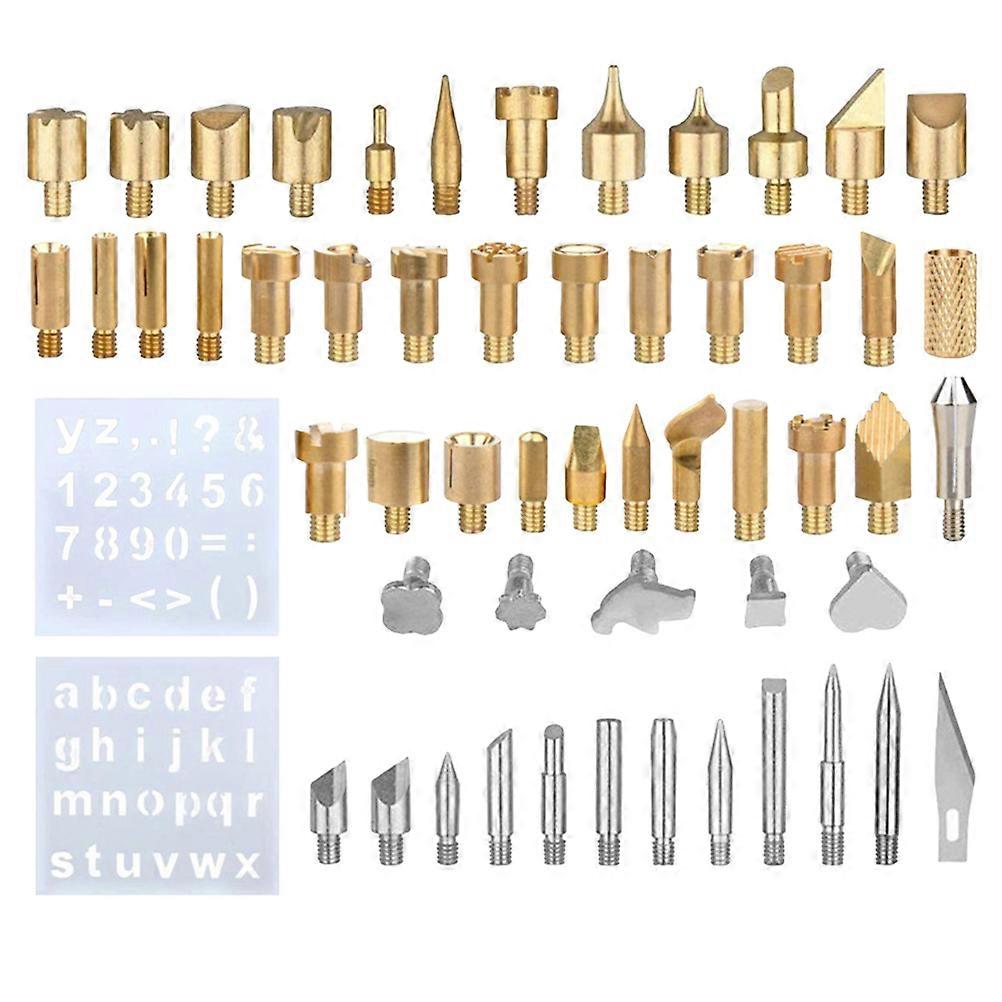57 Pcs/Set Wood Embossing Burning Pen Tip Stencil Soldering Iron Pyrography Working Tool Kit For