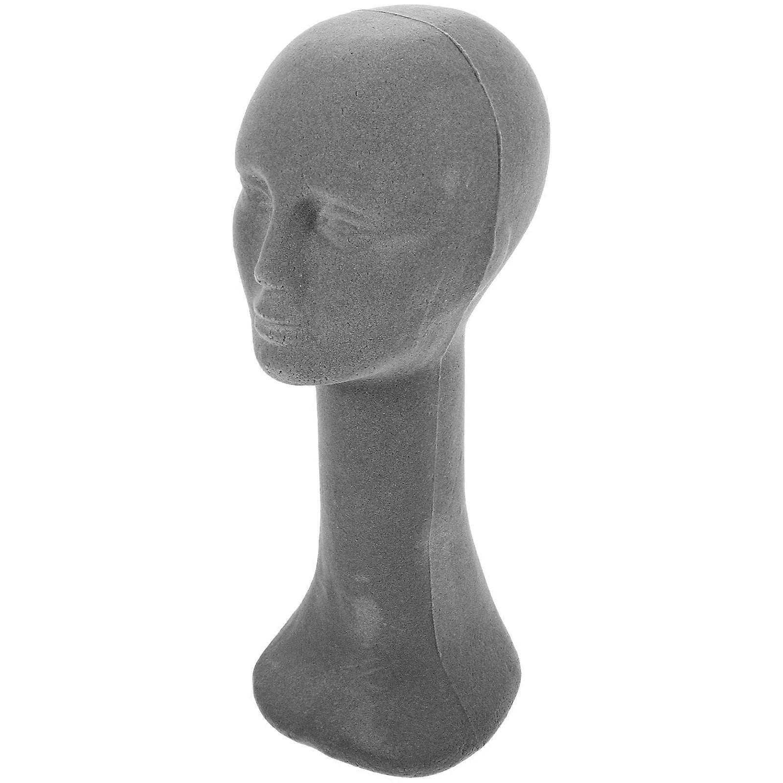 Grey Foam Wig Mannequin Head for Storage Use Versatile Display Stand Easy Assembly