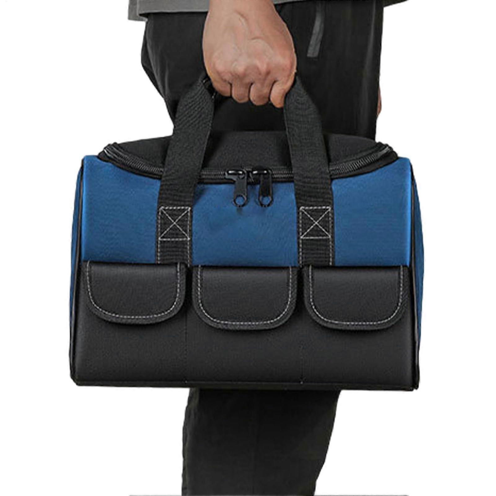 Large Tool Bag with Pockets and Non-Slip Shoulder Straps | Storage Organizer 35x21x23cm for Work Tools