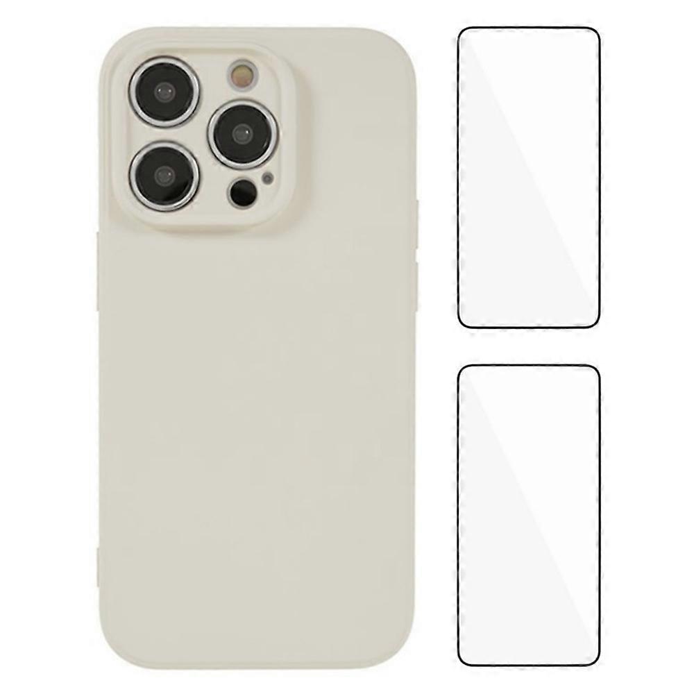 For iPhone 14 Pro Max Case with 2Pcs Screen Film, Precise Lens Hole Soft TPU Phone Back Cover