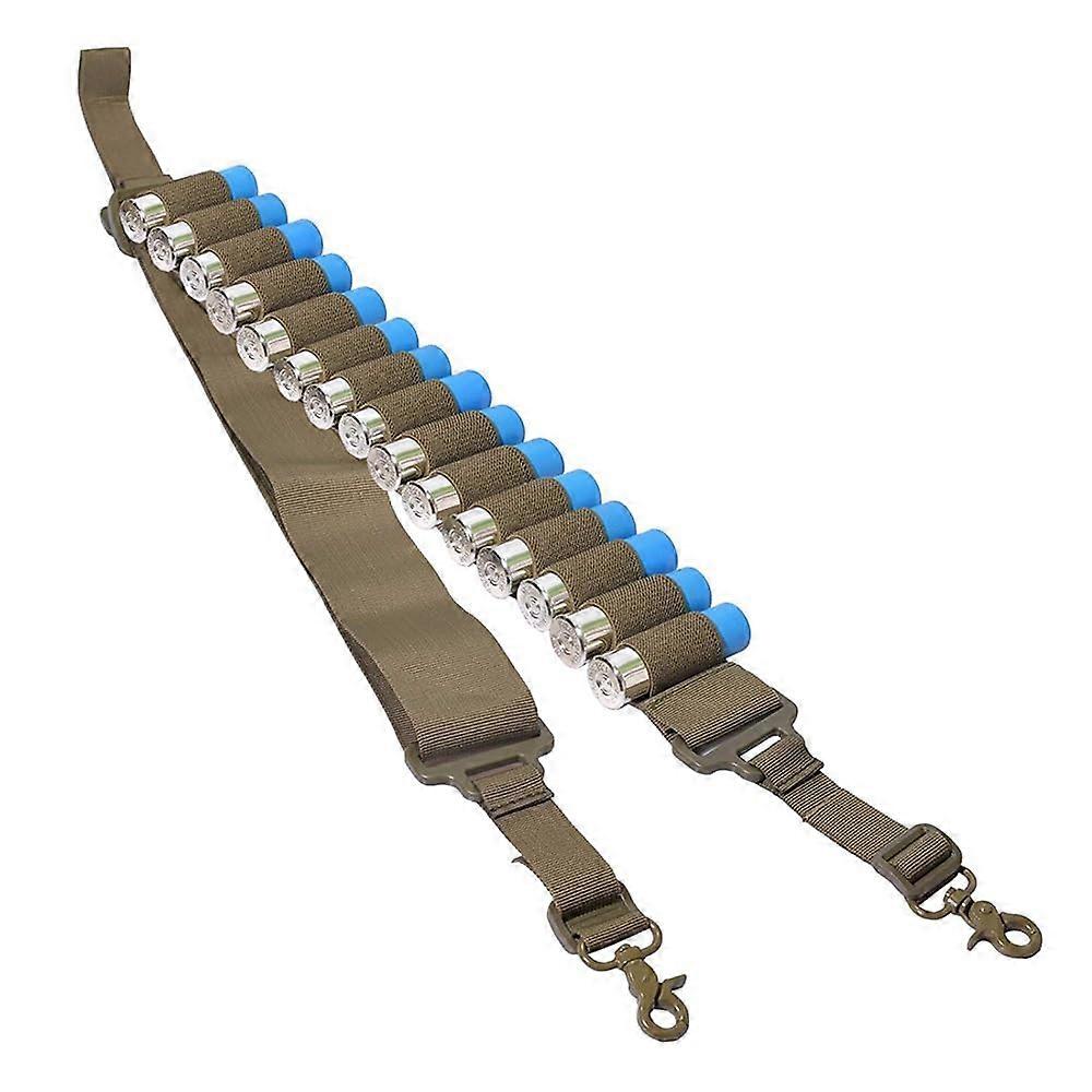 Tactical 15 Rounds Ammo Shell Holder Belt For 12 Gauge Pouch, Rifle Shoulder Strap Holster, Tan
