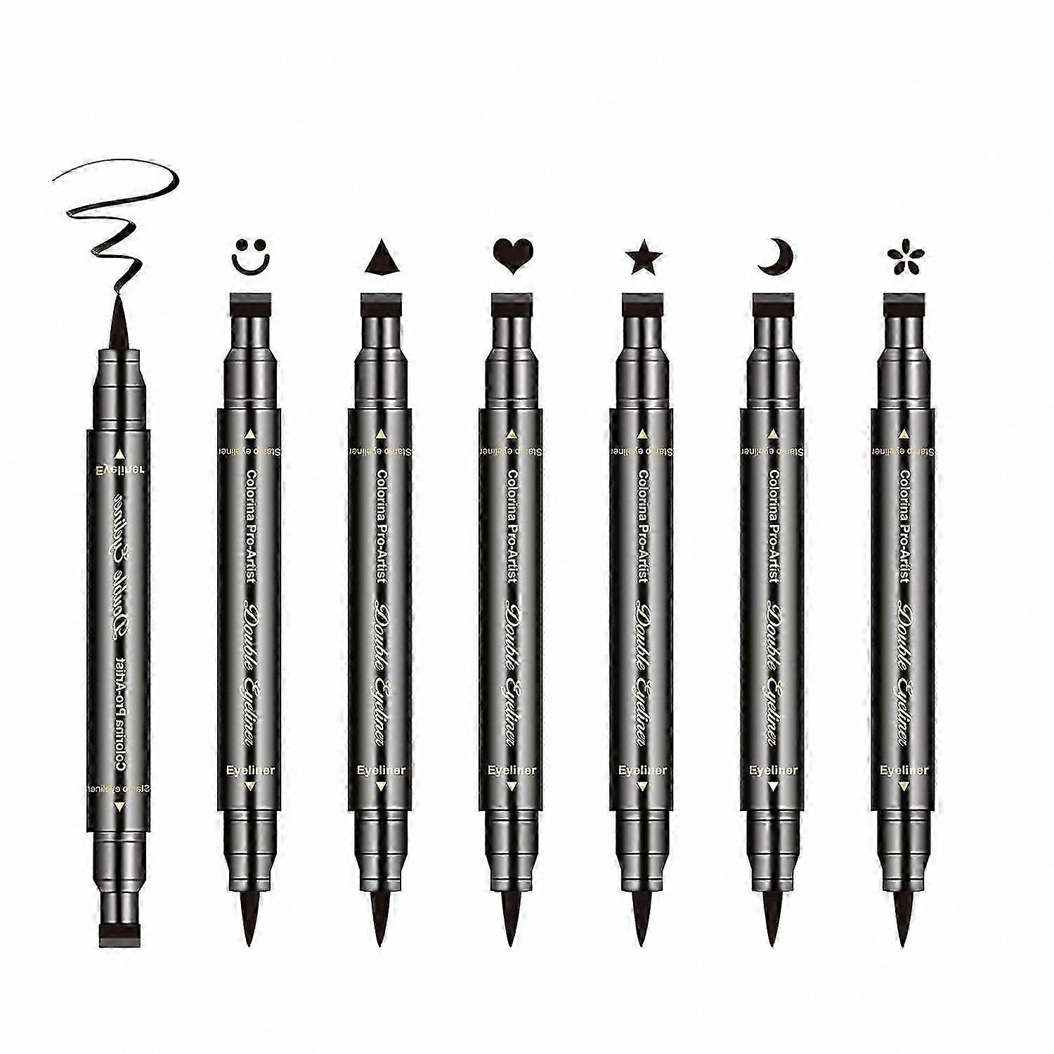 6-Piece Dual-Tip Eyeliner Stamp Set with Shapes - Waterproof, Smudge-Proof Makeup Tool for Creative Designs