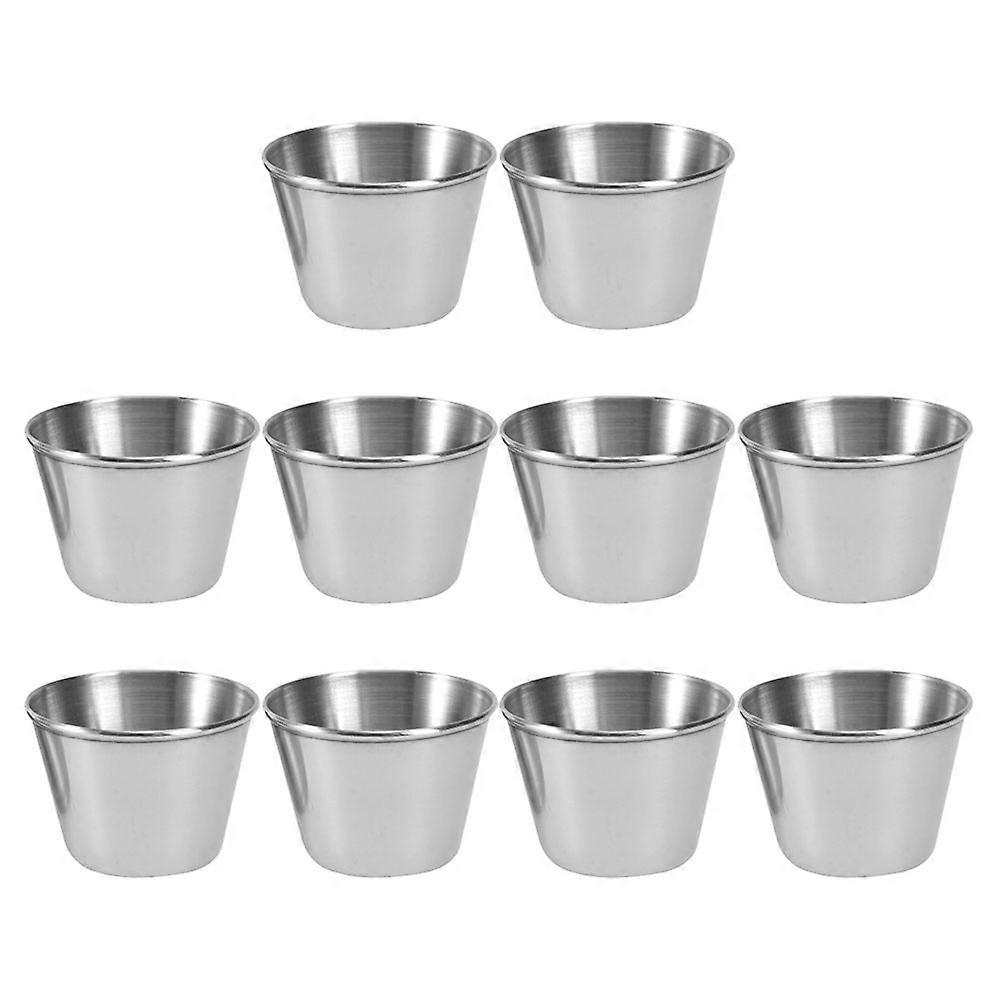 Mini Piatto di Condimento In Acciaio Inox Rotondo Tavolo Da Pranzo Decorazione Argento Stoccaggio 10 Pz