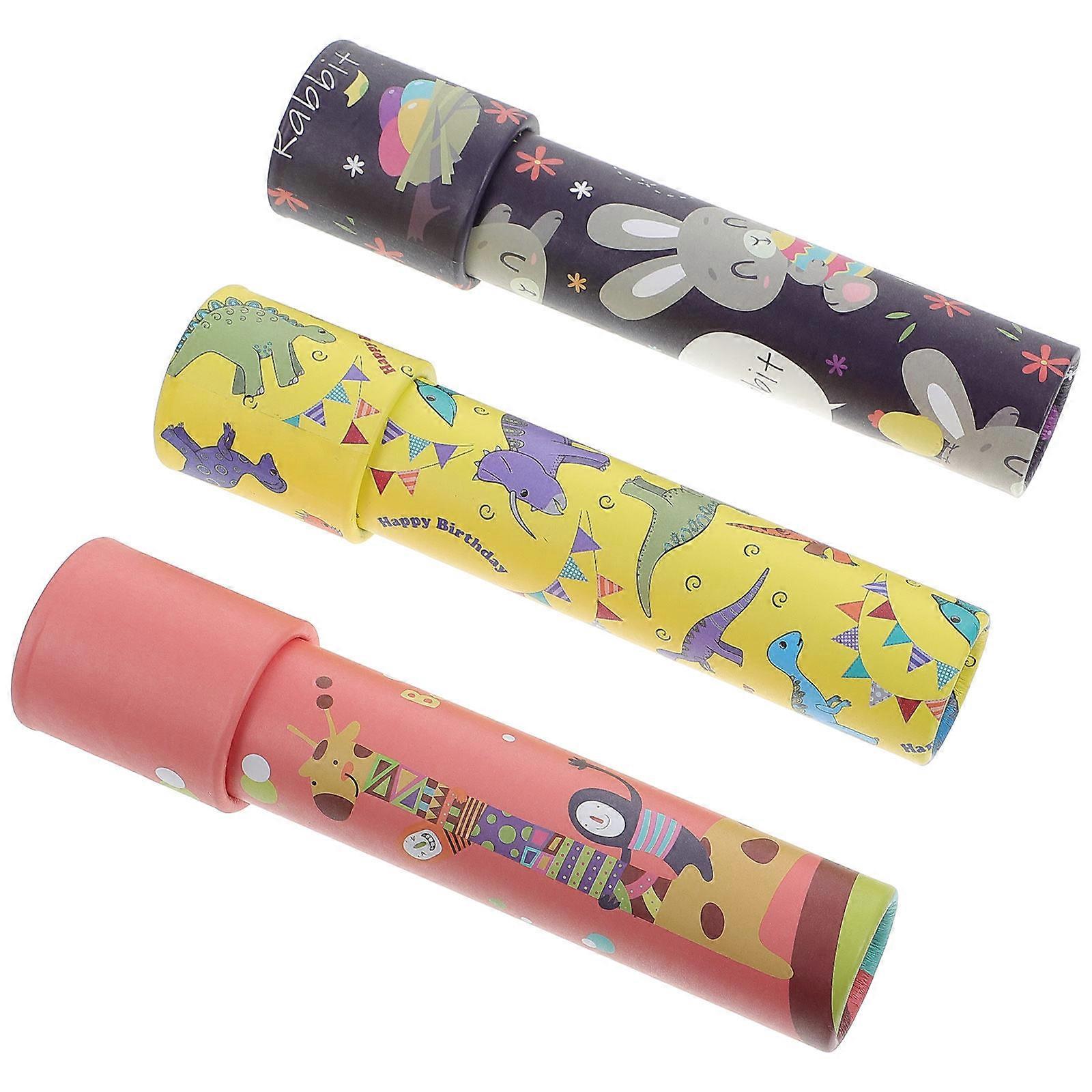 Children Kaleidoscopes Paper Toys for Kids 3Pcs Rotating Cartoon Pattern Gifts