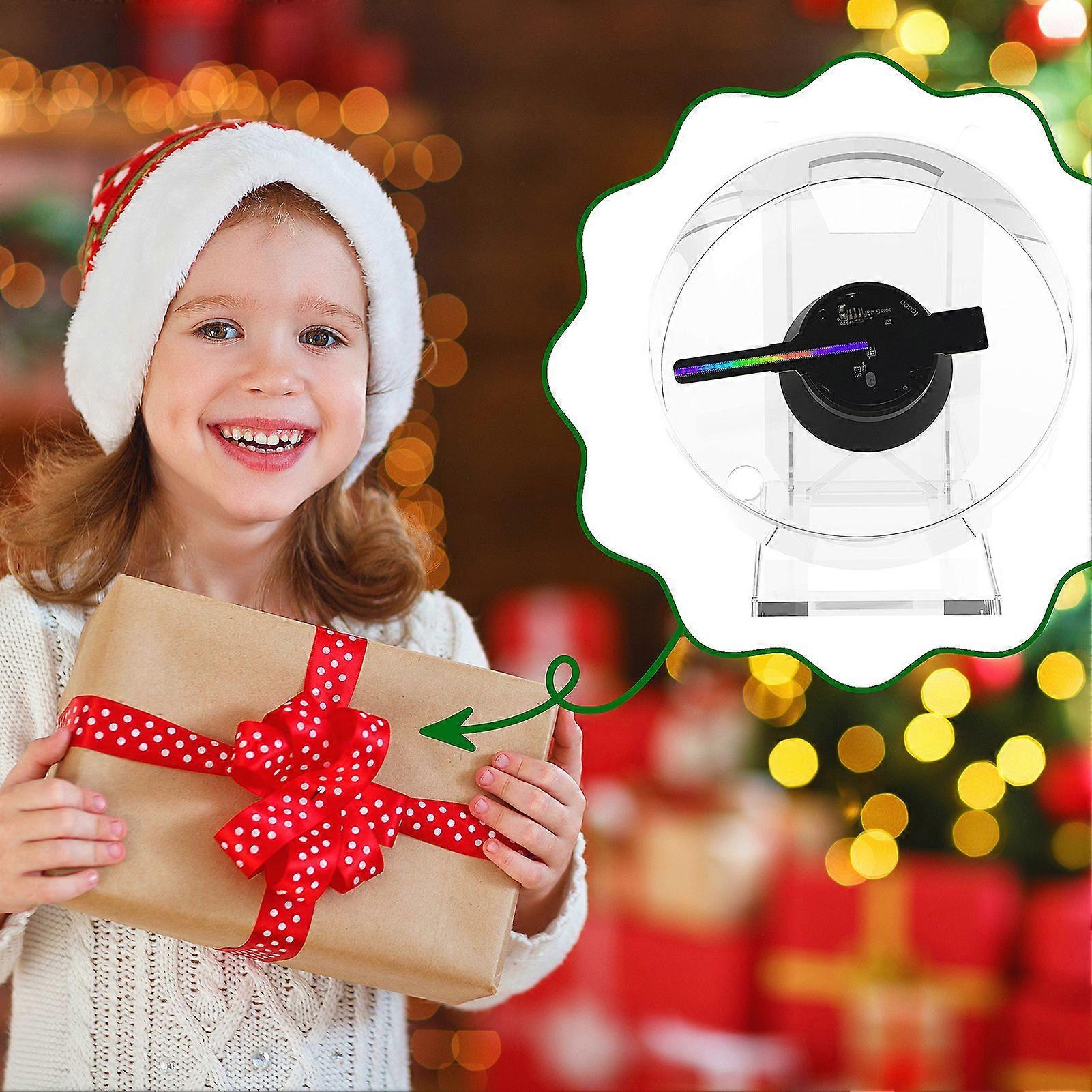 3D Hologram Projector Advertising Display Fan Advertisment Video Player 3D Naked Eye HD LED Photo Video Fan with Bright LED Beads Remote Control and A