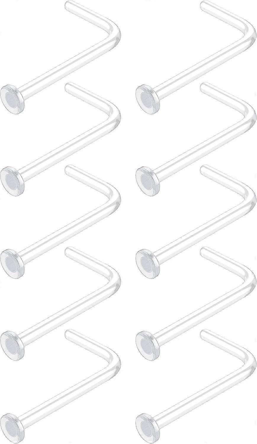 18g Clear Nose Studs for Work - L Shape Clear Nose Rings Piercing Retainers -
