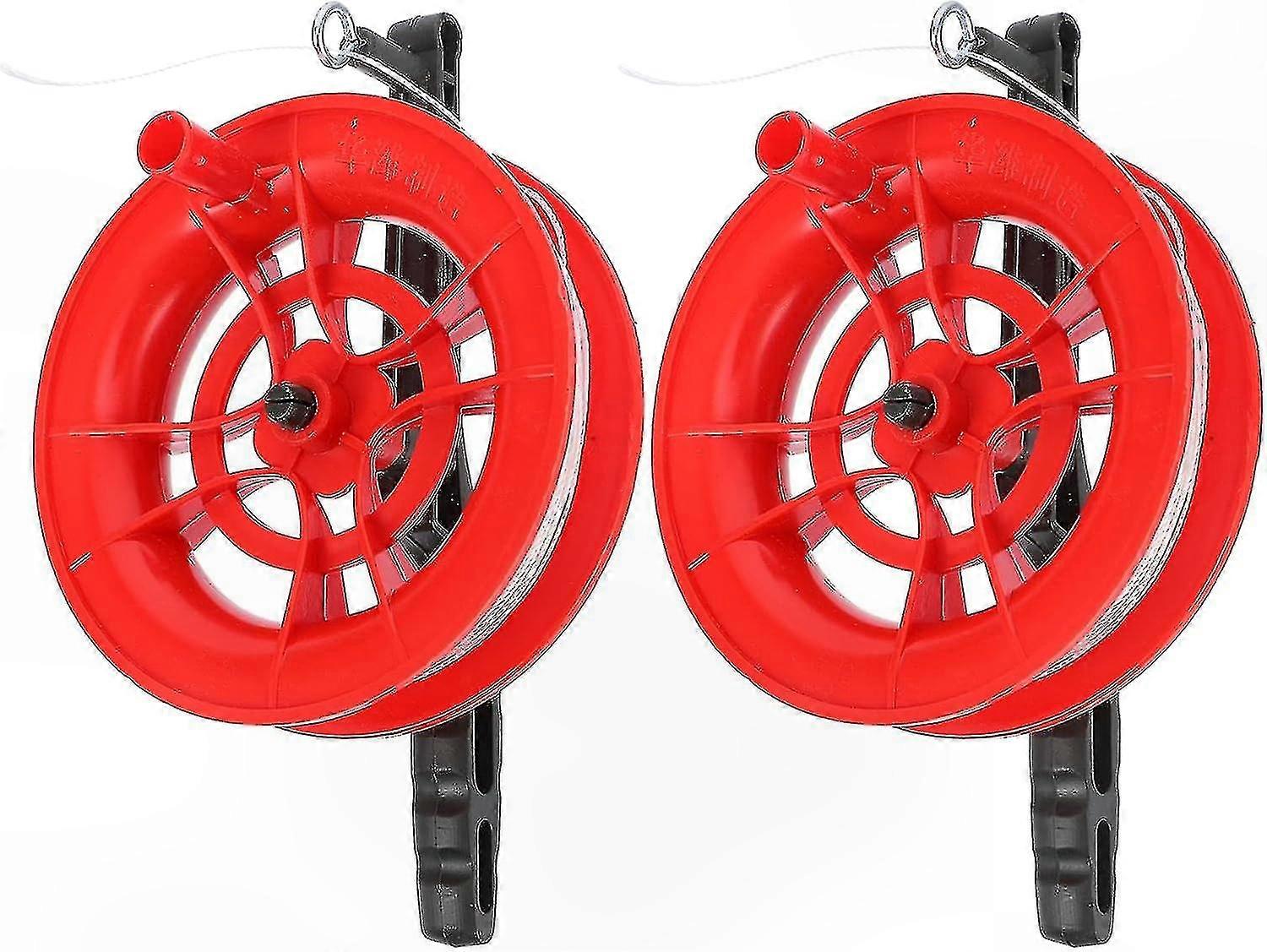 Kite String Reel with 100m Line, Kite Winder Handle, Outdoor Flying Tools, Red Wheel for Kite Accessories