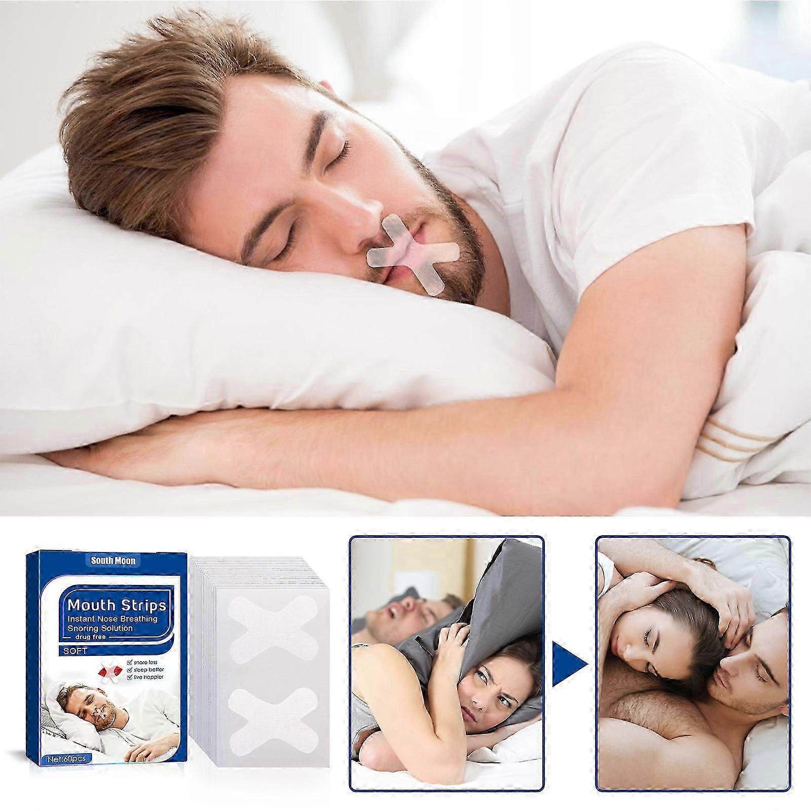 60pcs X Type Closed Mouth Breathing Correction Sticker, Sleep Stop snoring Sticker, Seal Mouth Seal Mouth and Lips, Light and Breathable, Sticky and m