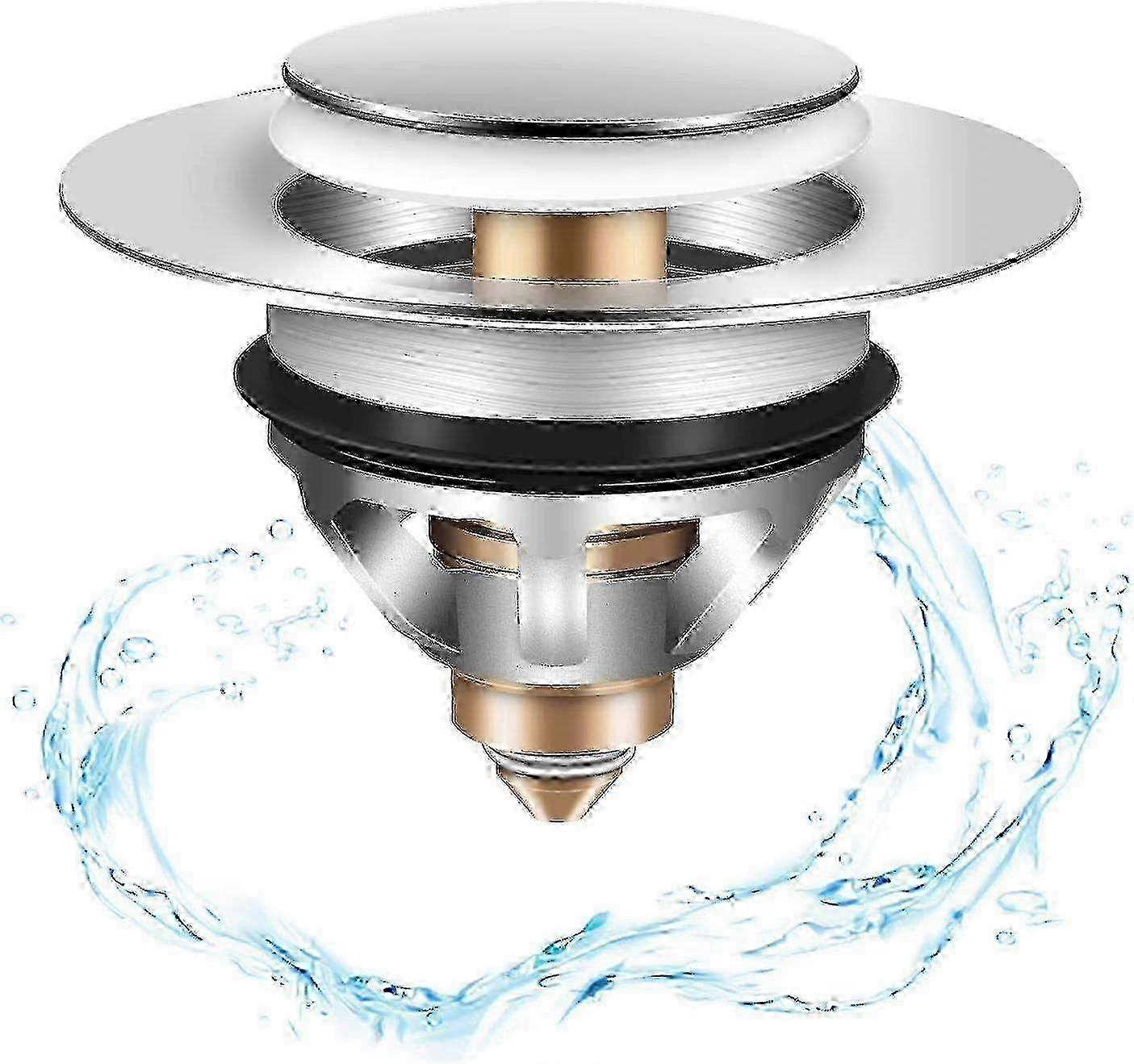 Universal Sink Stopper with Anti-Blocking Filter for Bathrooms and Kitchen Drains, Fits Various Drain Holes with Inner Diameter Range Qhzl A-G