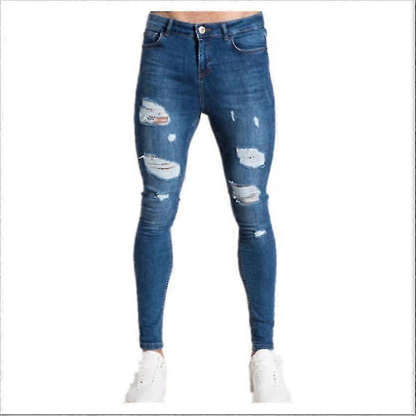 menns kne hull slanke dratt jeans