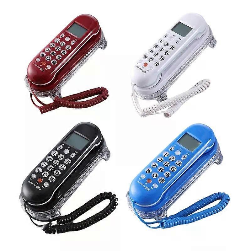 B365 Mini Wall mounted Phone Crystal Base Small Landline Telephone Clear and User friendly LCD Display Multi Language