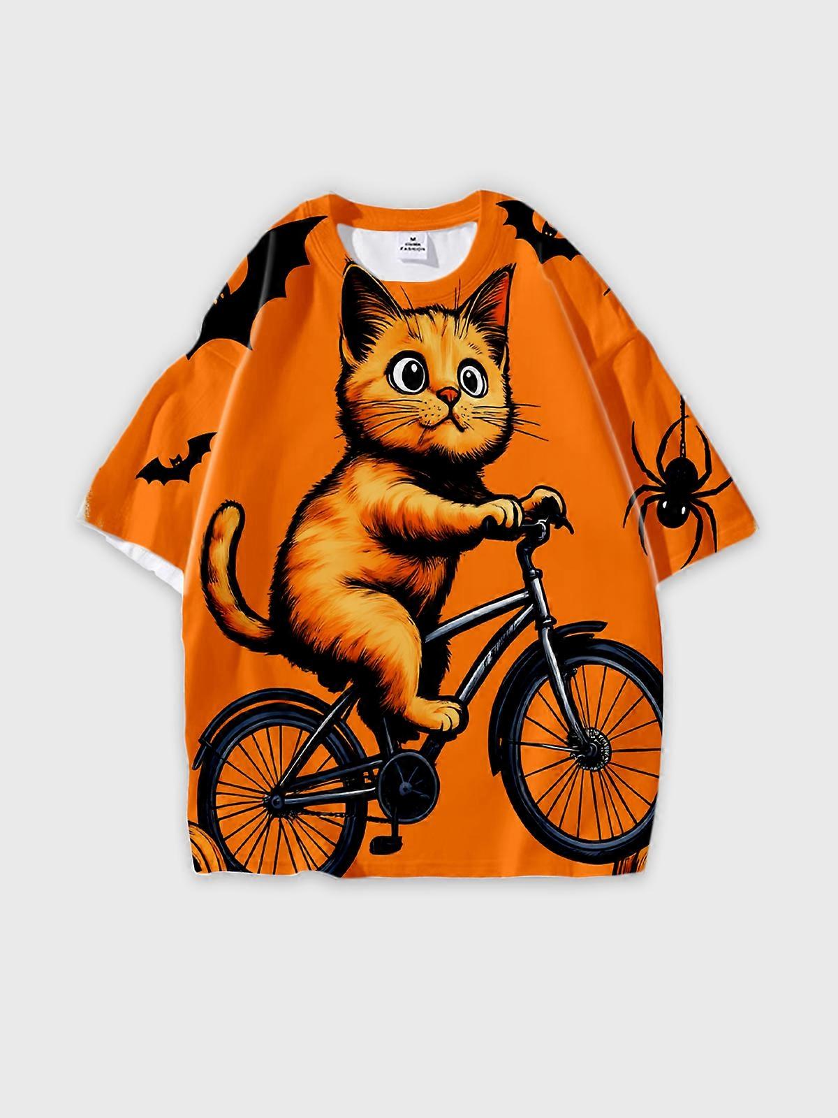 T-Shirt Short Sleeve Round Neck, Summer Casual Loose Graphic Tee, Unisex Pattern U2435