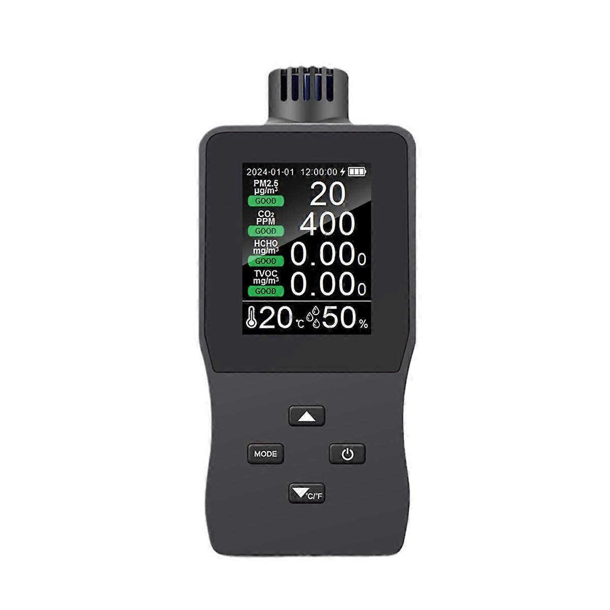 Luftqualitätsmonitor, Innenqualitätstester CO/TVOC/PM2.5/Temp/Feuchtigkeit, Luftqualitätsdetektor, hochpräziser Sensortester