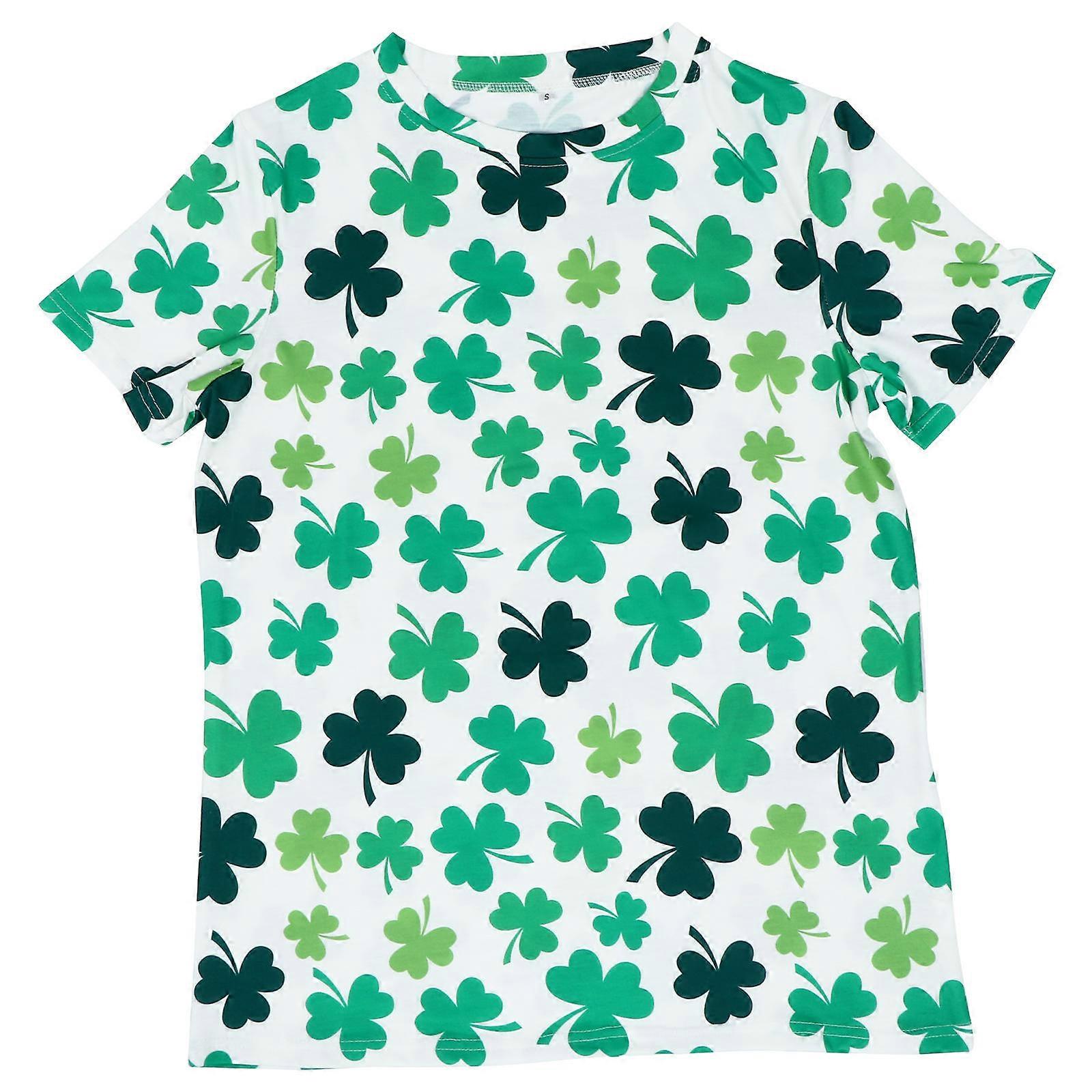 Short Sleeve Clover Tee Round Neck St Patricks Day Shirt Assorted Color Decorative Effect 1Set